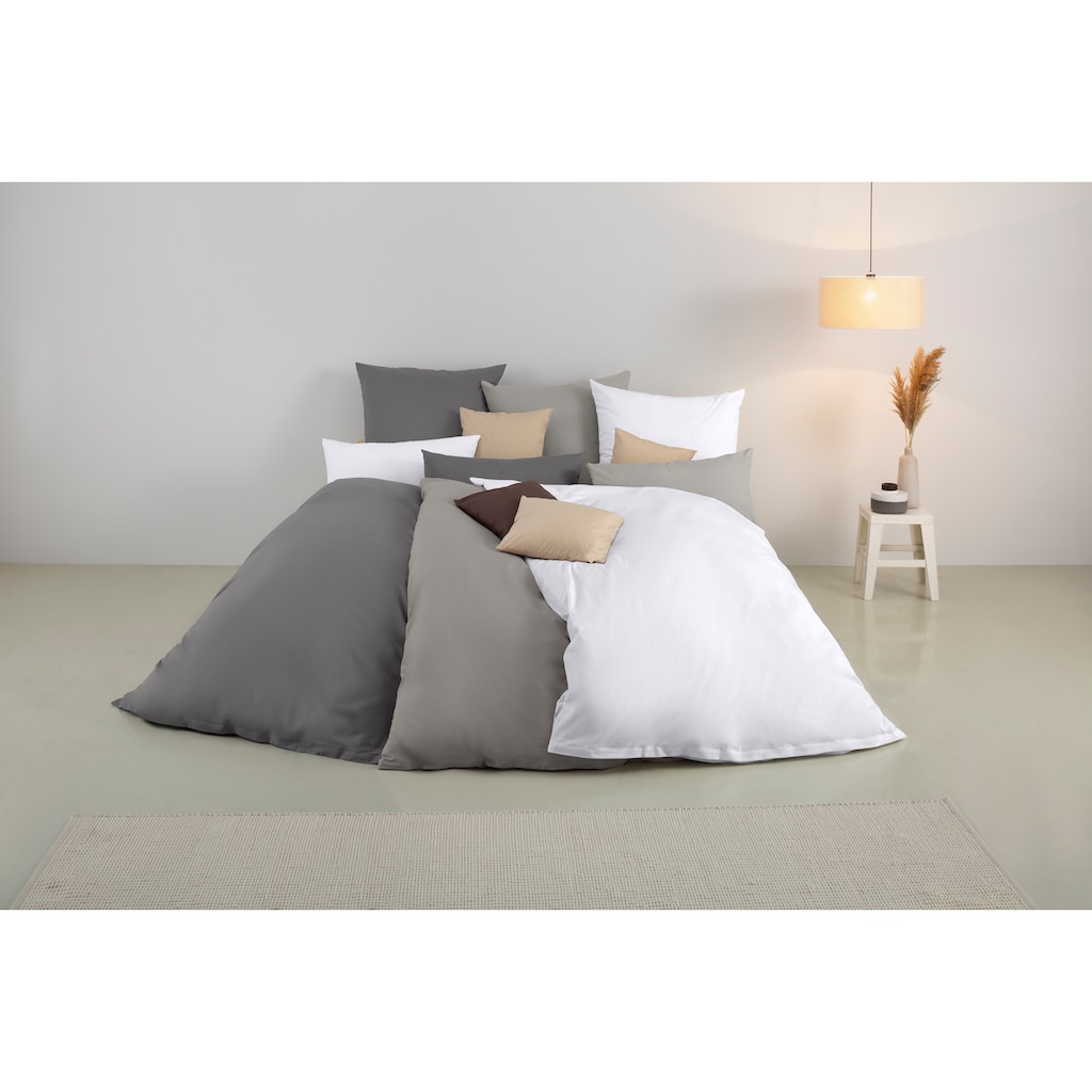 OTTO products Bettwäsche »Neele, GOTS zertifizierte Bettwäsche, in der Qualität Renforcé, atmungsaktiv, Flächengewicht 115 g/m², hergestellt aus 100% Bio-Baumwolle, Bett- und Kopfkissenbezug mit Reißverschluss, in uni Design«, (2 tlg.)