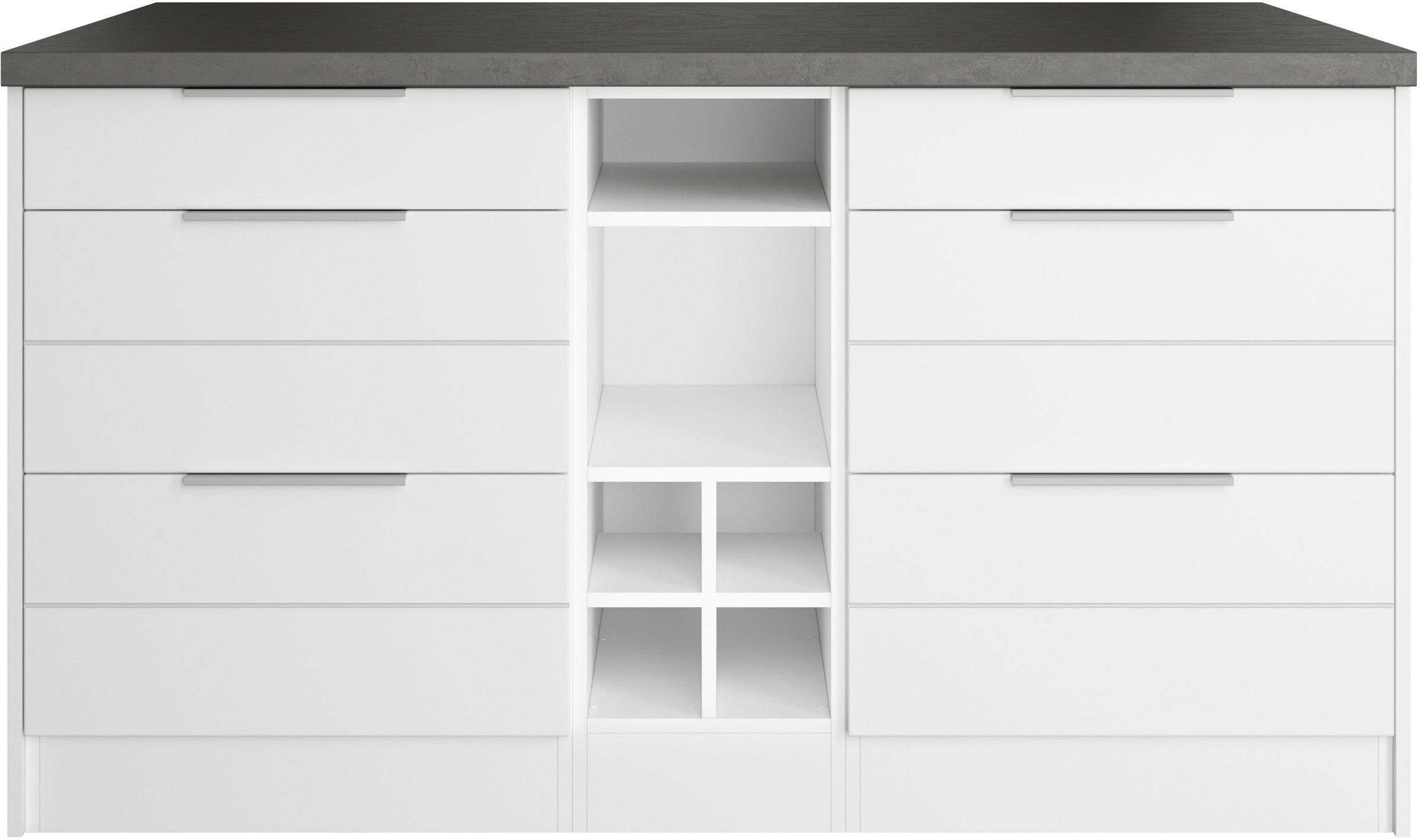 KOCHSTATION Kücheninsel »KS-Luhe, Breite 153 cm, mit Flaschenregal«, MDF-Fronten, Arbeitsplatte 38mm stark