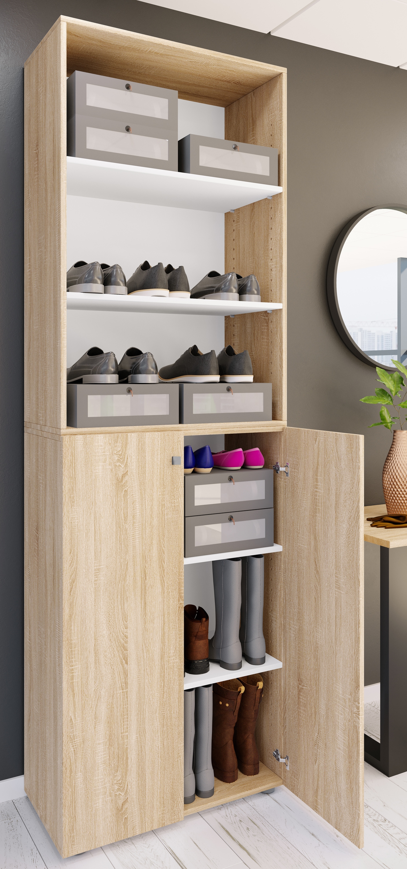VCM Schuhschrank »VCM XL Holz Großer Schuhschrank Schuhregal Groß Stiefel Dielenmöbel Lona 6 Fächer«, (1 St.)