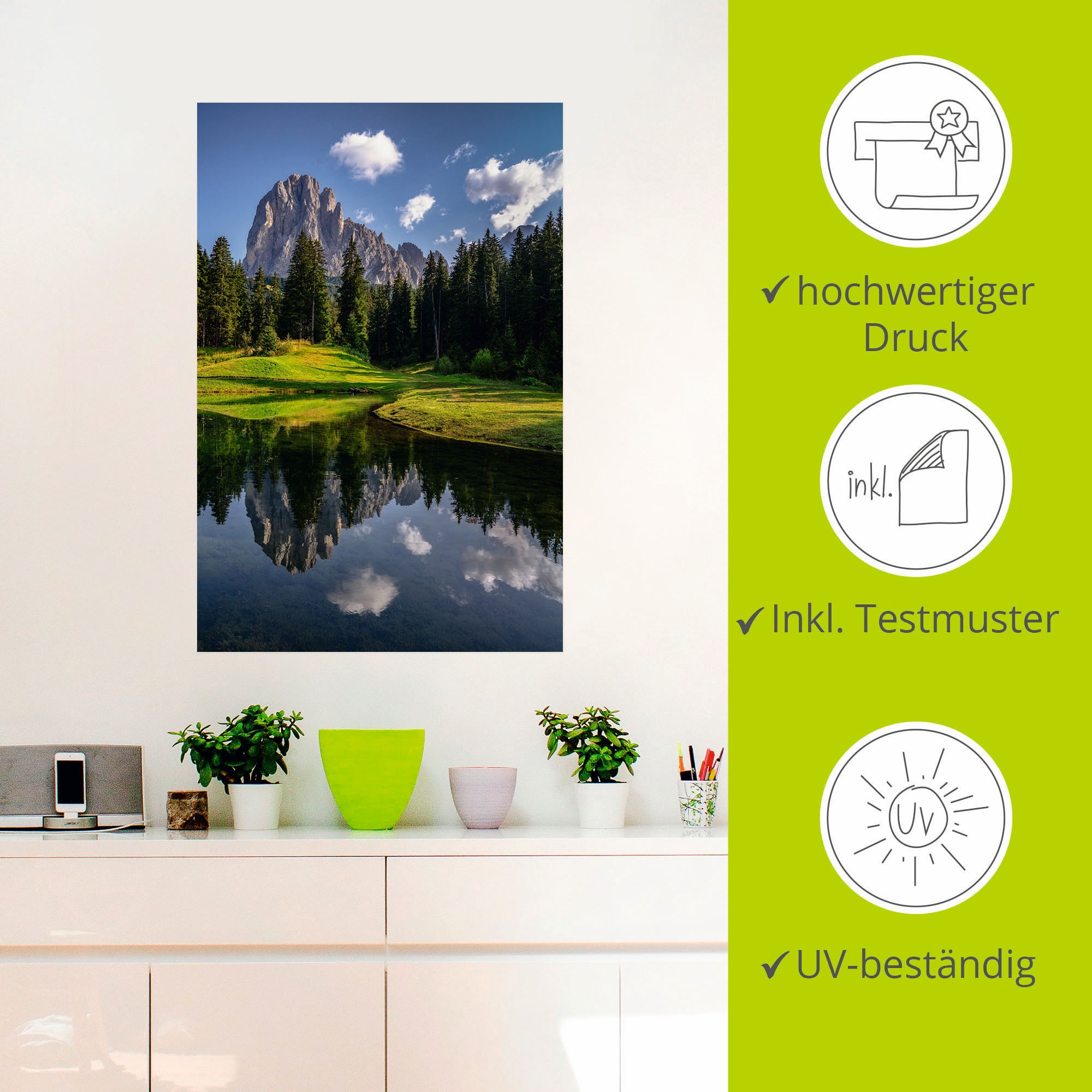 Artland Wandbild »Sommer in Südtirol«, Berge & Alpenbilder, (1 St.), als Alubild, Leinwandbild, Wandaufkleber oder Poster in versch. Größen