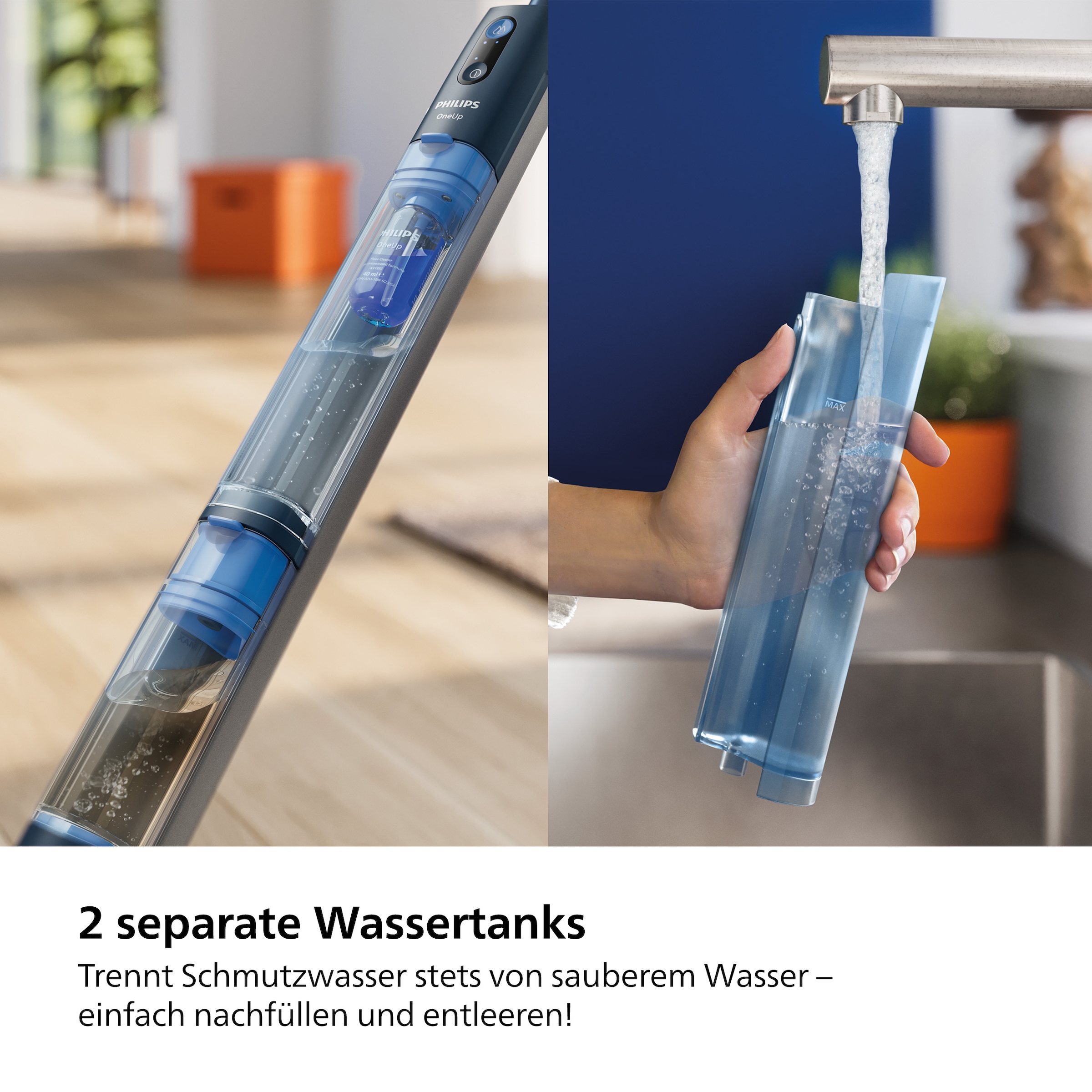 Philips Akku-Wischmopp »OneUp elektrischer Wischer 5000 Series XV5113/01«, 70 min Akku-Laufzeit, inkl. 1 Pad und 40 ml Reiniger