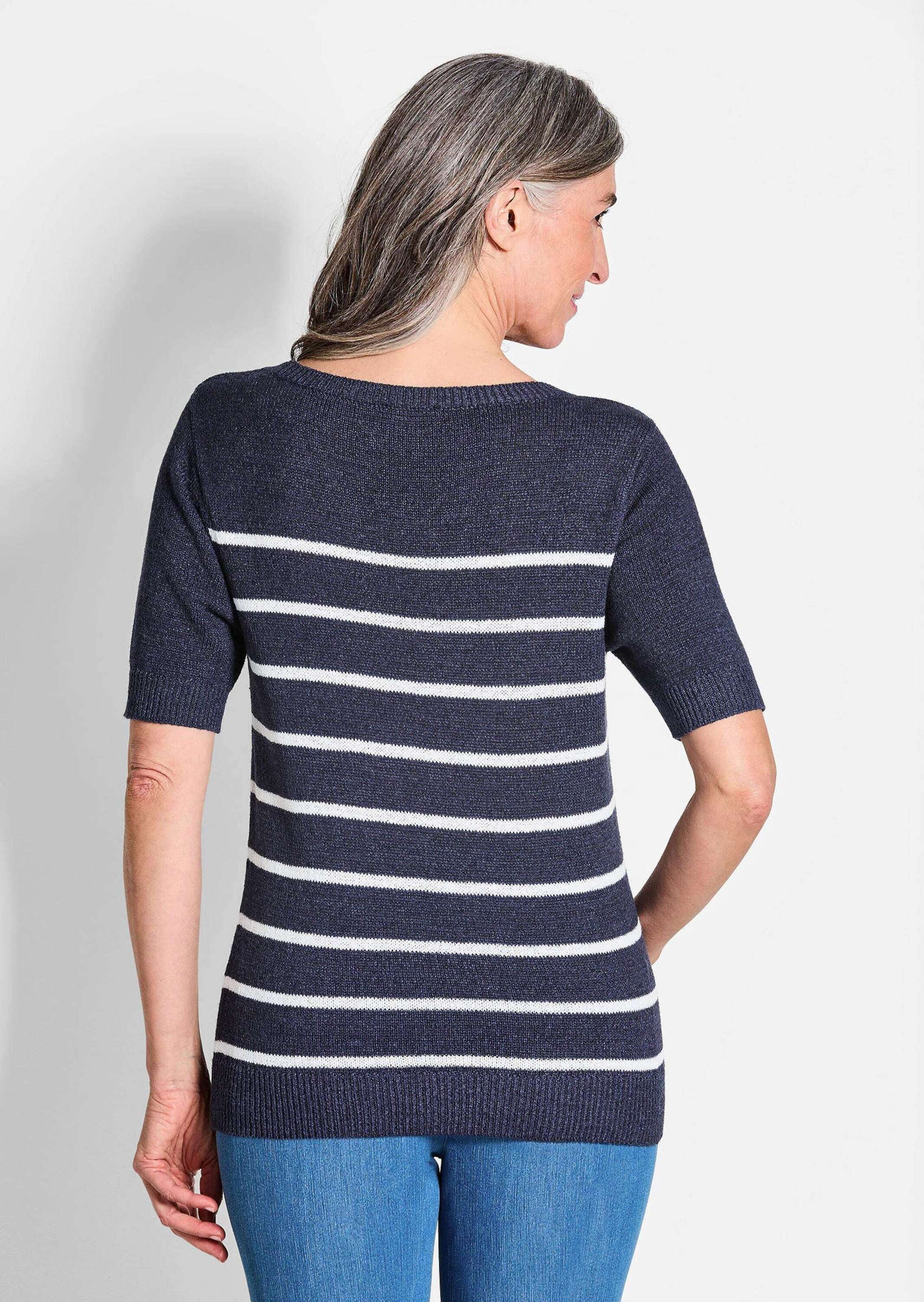 GOLDNER Rundhalspullover »Maritimer Pullover mit U-Boot-Ausschnitt«