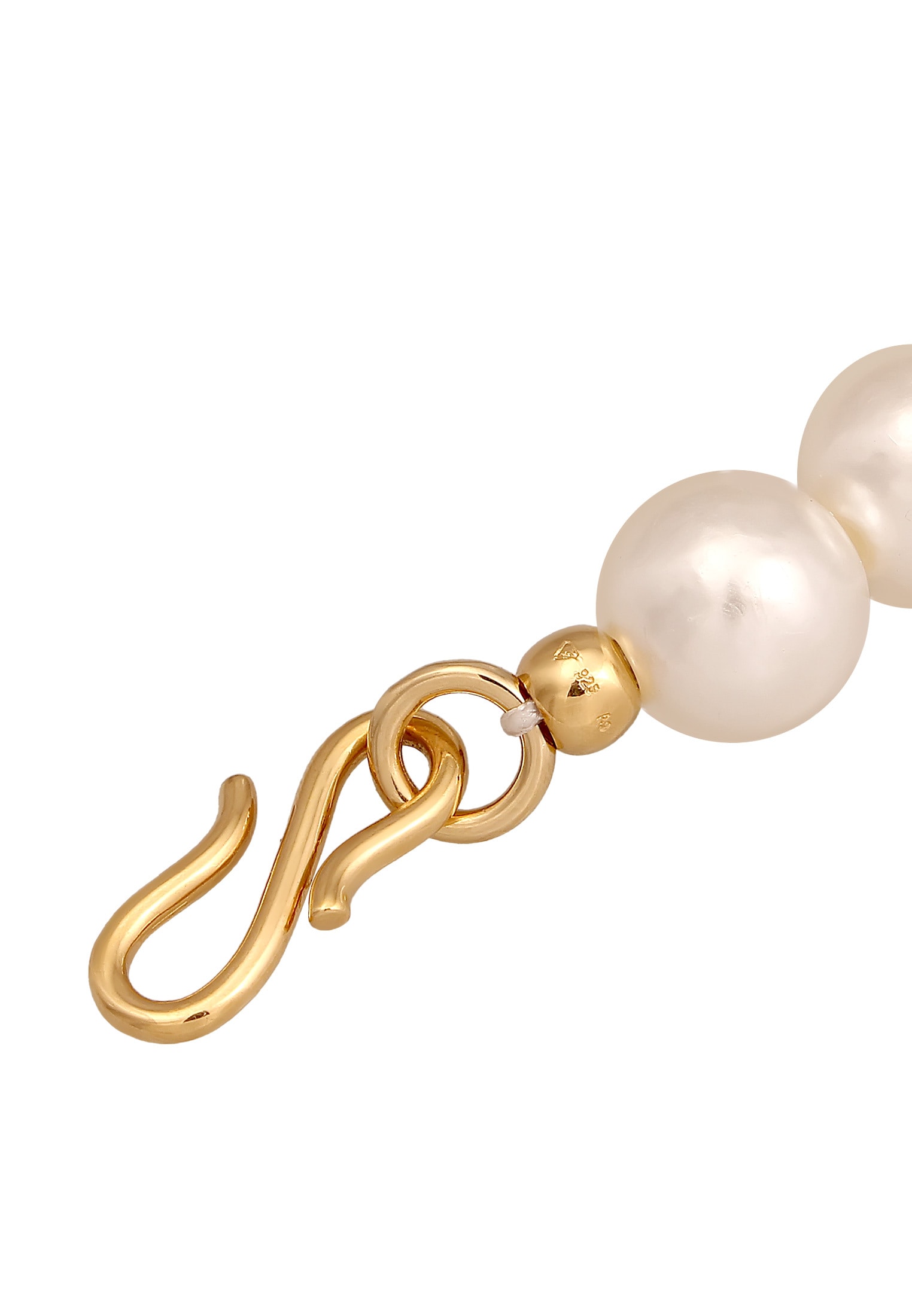 Elli Silberkette »Halskette Imitat Perlen Weiß 925 Sterling Silber vergoldet«