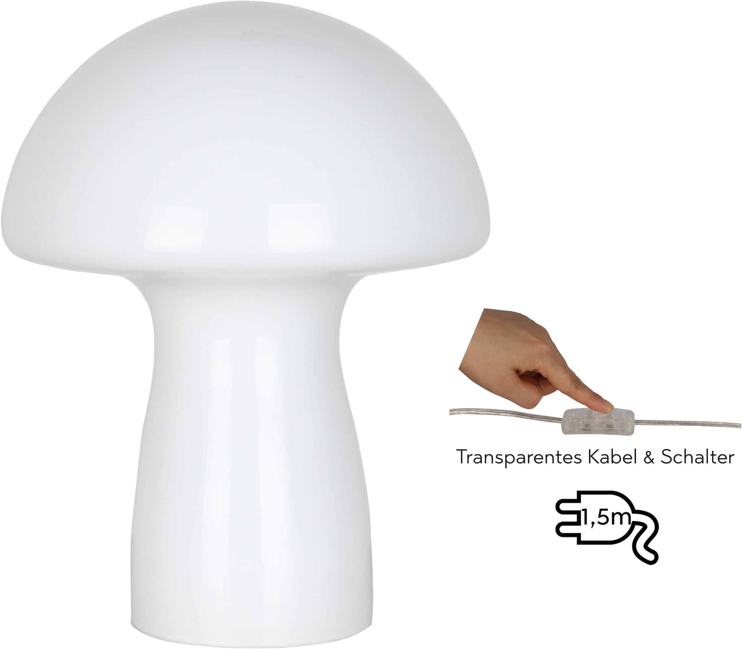 OTTO home Tischleuchte »Grunni« E14 1 Stk. Pilz-Tischleuchte: Opalglas, E14, stilvoll für Nachttisch & mehr
