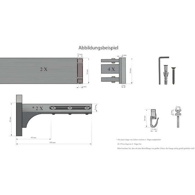 indeko Gardinenstange »Bern«, 1 läufig-läufig, Wunschmaßlänge, Innenlauf  Komplett-Set inkl. Gleitern und Montagematerial