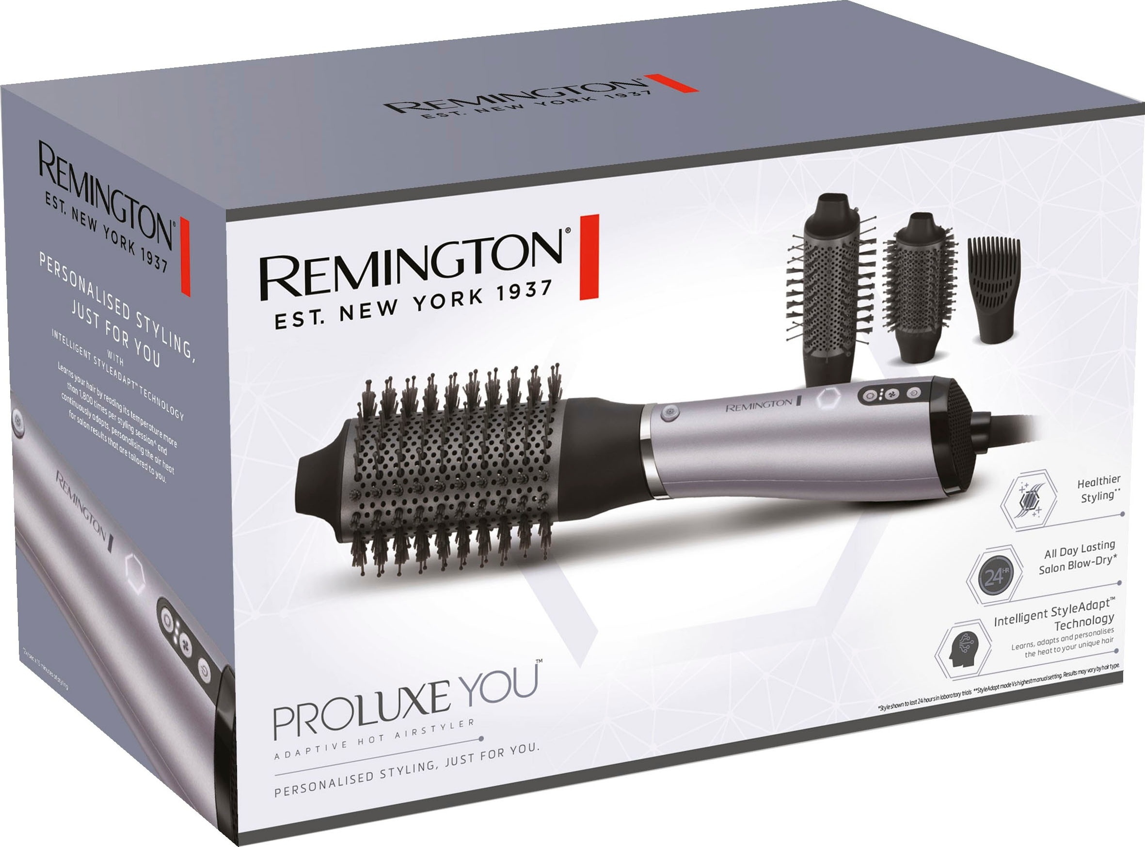 Remington Warmluftbürste »PROluxe You AS9880«, 3 Aufsätze}, Lernfähiger Airstyler/Rund-& Lockenbürste, Diamantkeramikbeschichtung