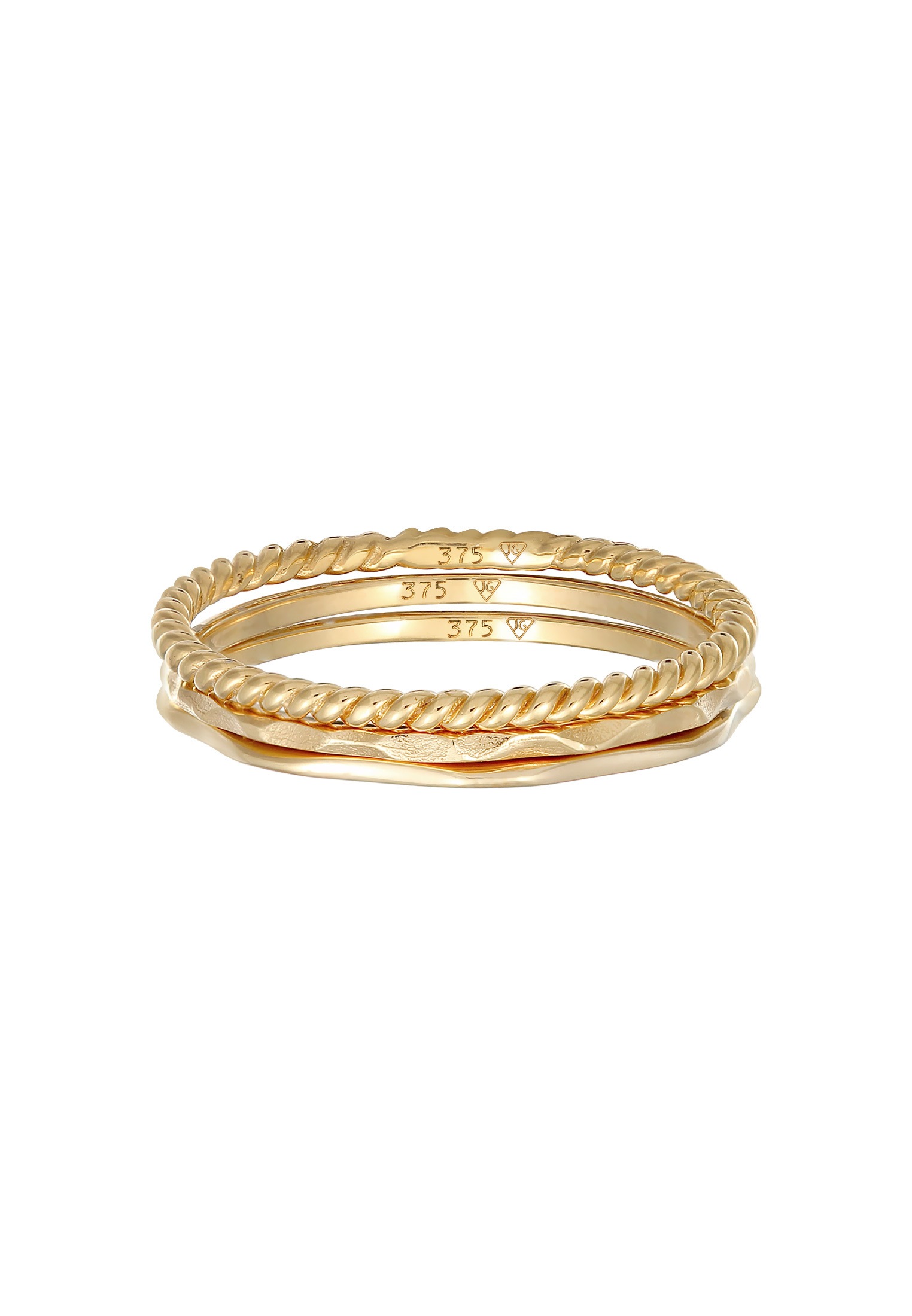 Elli Premium Ring-Set »Ring Stapelringe Stacking Bandring 3er Set 375 Gelbgold«