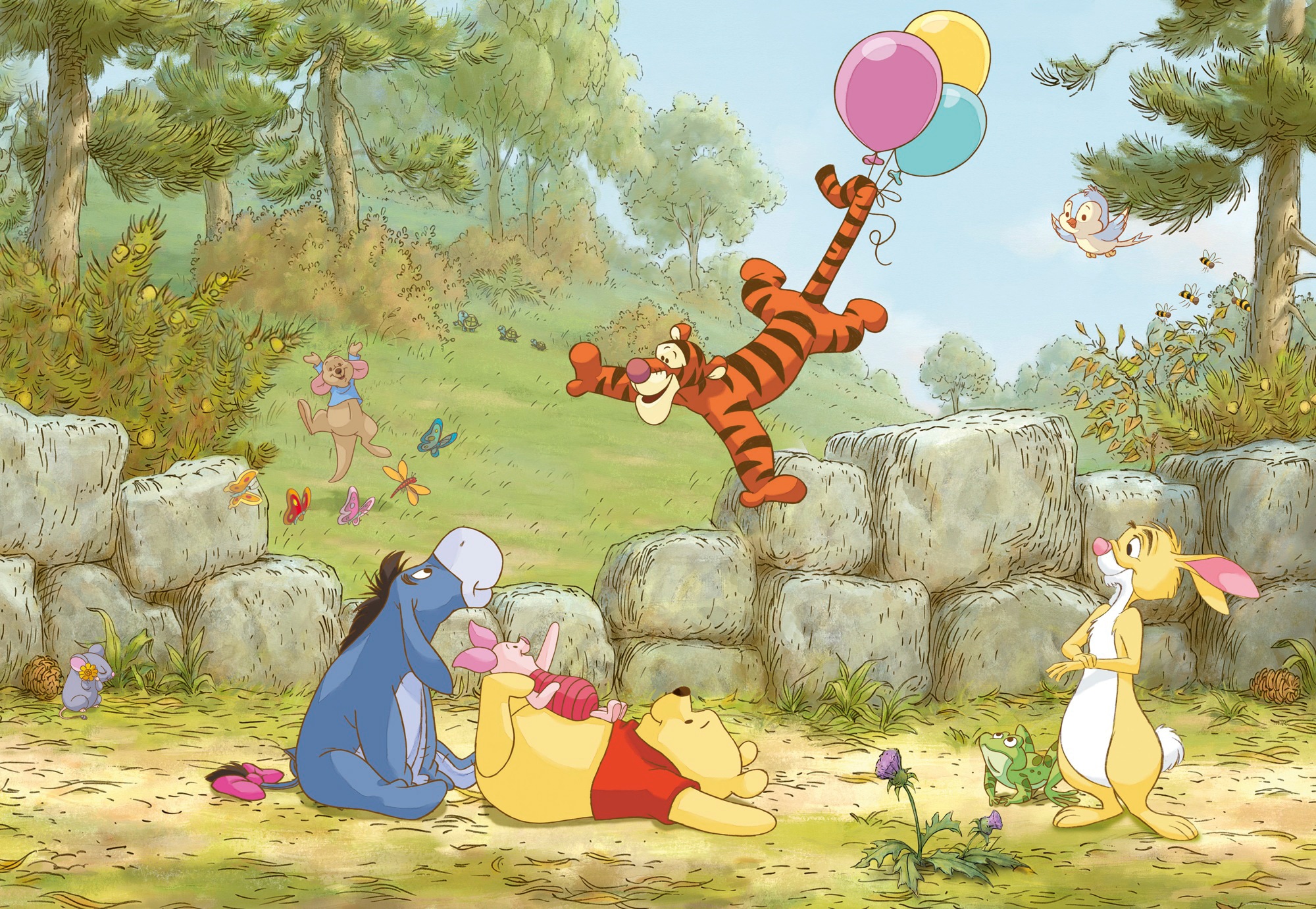 Komar Fototapete "Winnie the Pooh Ballooning - Größe 368 x 254 cm" bedruckt glatt Kinderzimmer