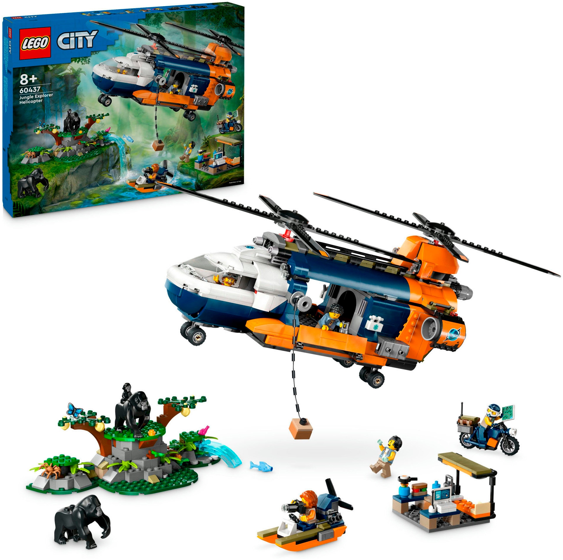Konstruktionsspielsteine »Dschungelforscher-Hubschrauber (60437), LEGO City«, (881...