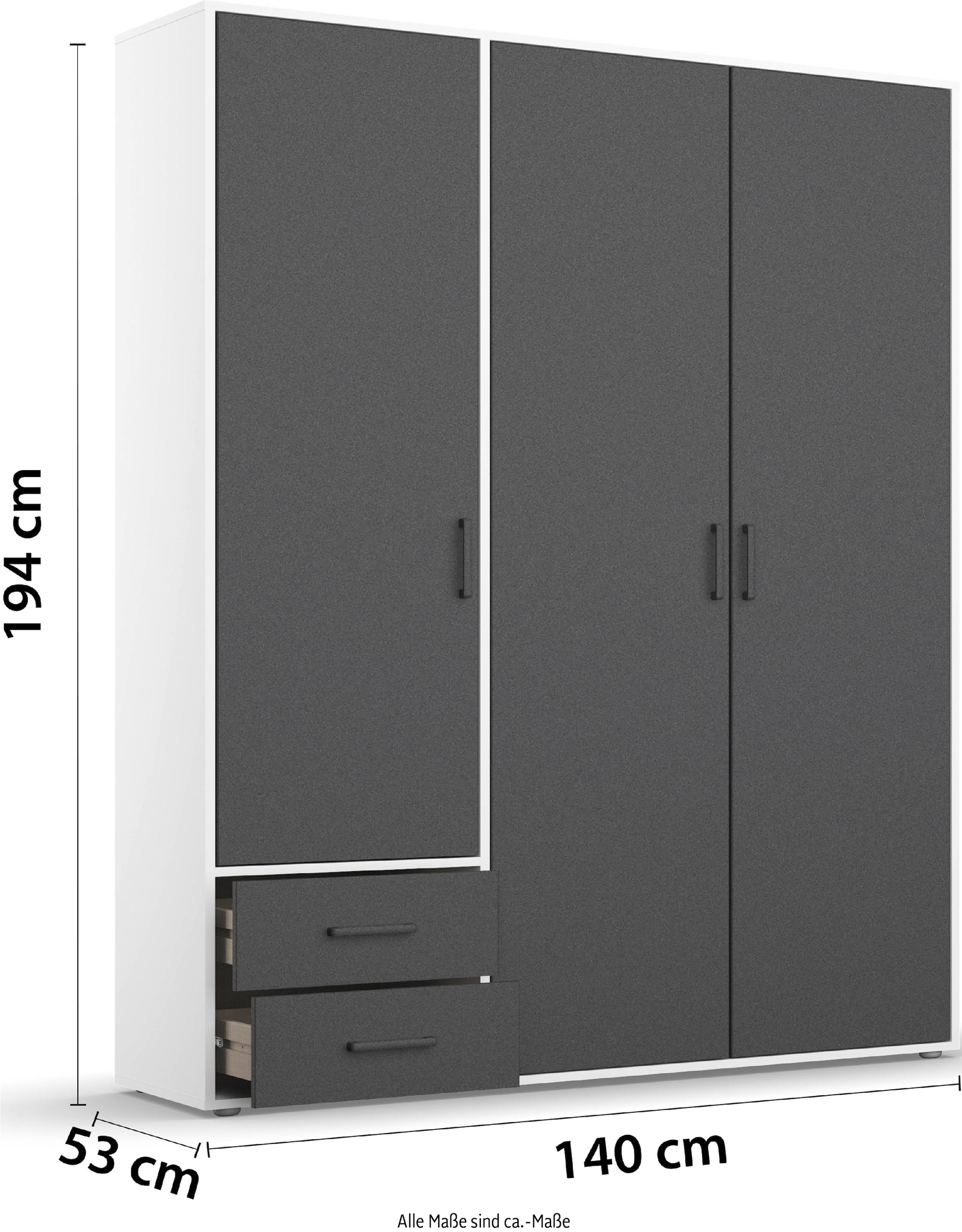 rauch Drehtürenschrank »Voyager, Kleiderschrank mit Außenschubkästen, Garderobe«, (in 3 verschiedenen Ausstattungen BASIC/CLASSIC/PREMIUM), Made in Germany