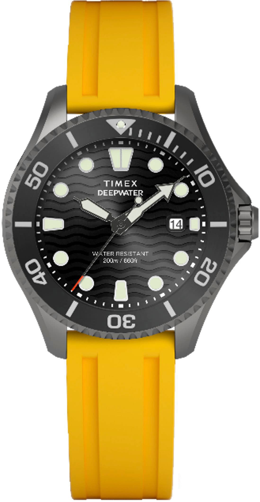 Timex Quarzuhr »DEEP WATER MERIDIAN« Armbanduhr, Herrenuhr,Kautschukarmband,Datum,bis 20 bar wasserdicht
