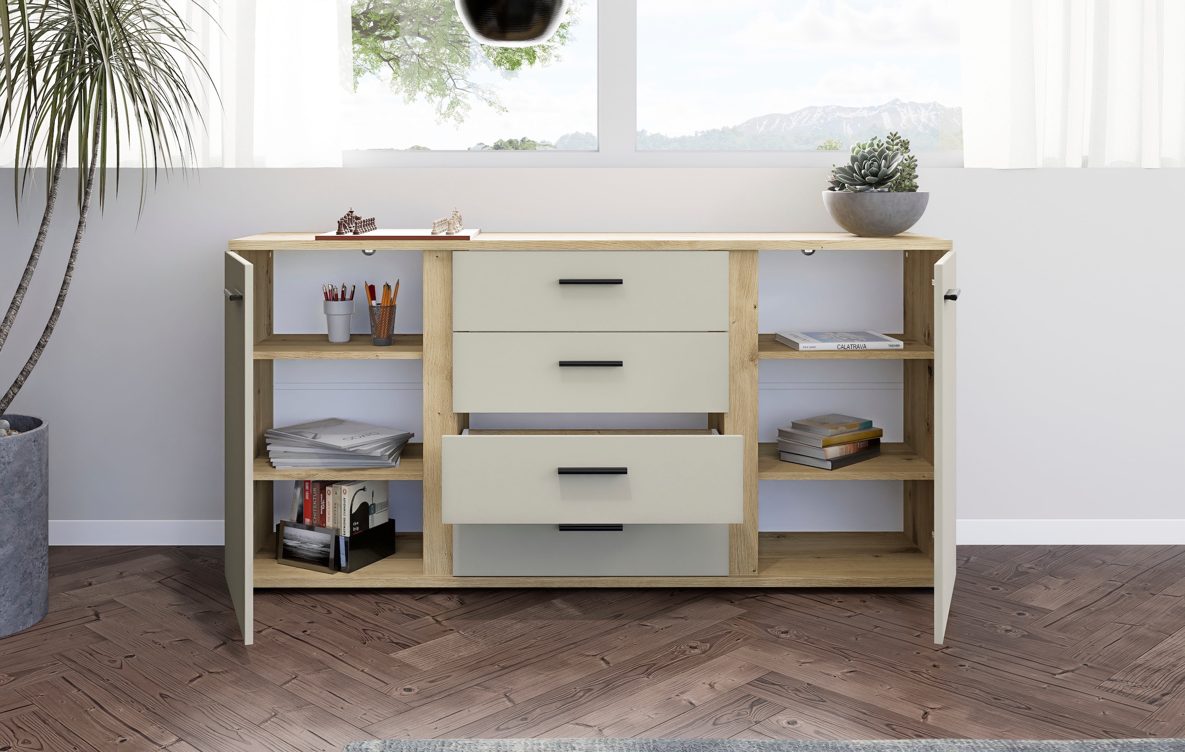 HBZ Sideboard »Kanada, BxHxT 170x84x40 cm« 1 Stk. tlg. Breite 170cm, Unterflurauszug, Melaminbeschichtung