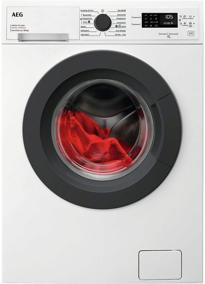 AEG, Waschtrockner »LWK6A50680« Serie 6000 8 kg /4 kg 75 dB(A) Wash-to-Dry: Per Knopdruck Waschen und Trocknen in einem Durchgang, weiß, NonStop-