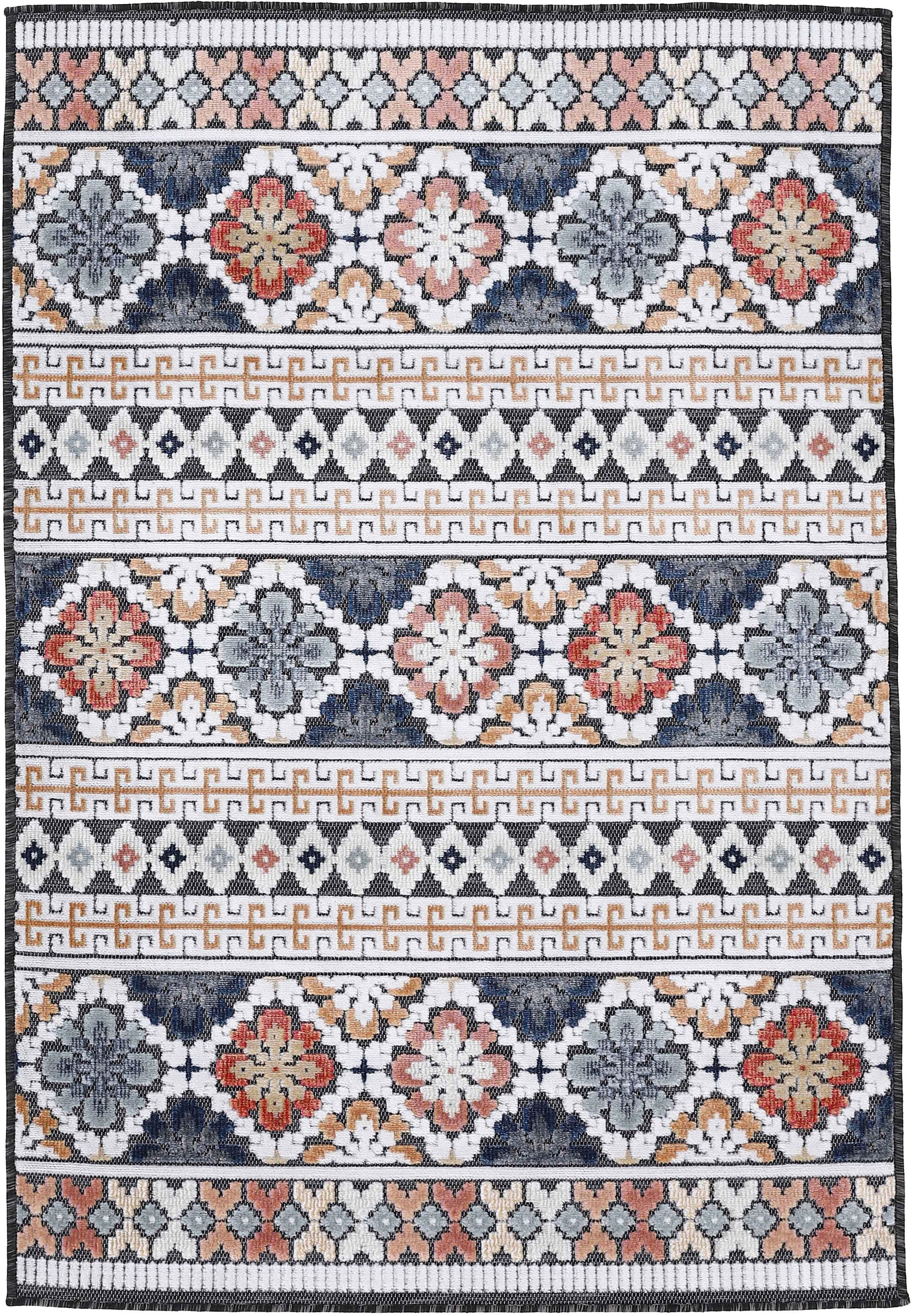 carpetfine Teppich »Deja 103«, rechteckig, robustes Flachgewebe, Motiv- Floral  Palmenblätter, Hoch-Tief Effekt online kaufen | Kurzflor-Teppiche
