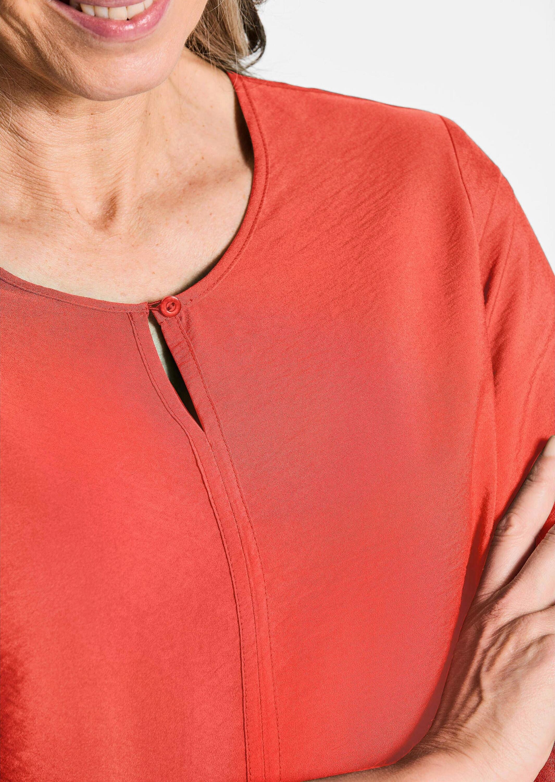 GOLDNER Schlupfbluse »Kurzgröße Viskosebluse mit 3/4-Ärmeln, Rundhals« Ziernaht