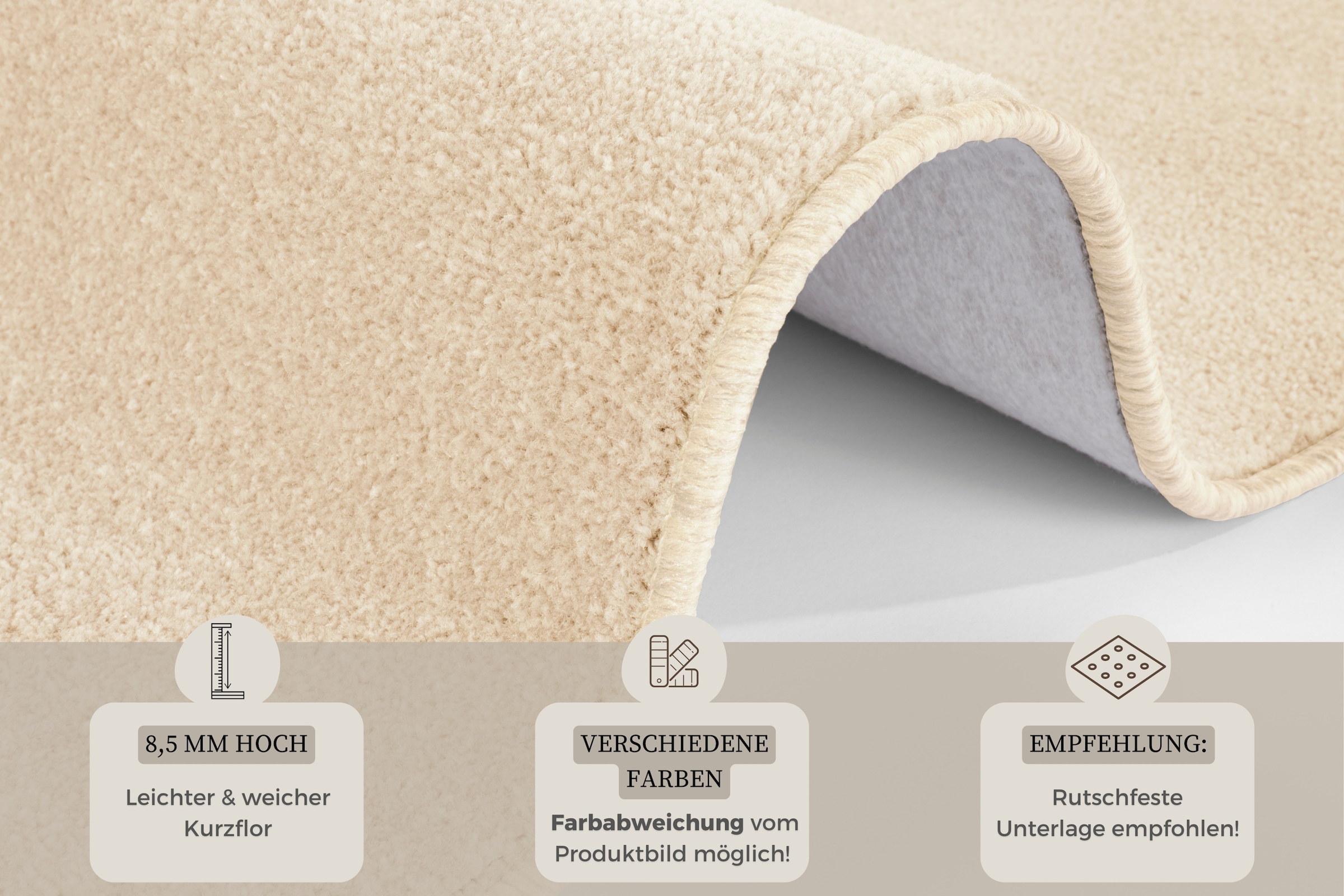 HANSE Home Teppich »Shashi«, rechteckig, 8,5 mm Höhe, Kurzflor, Unifarben, Läufer, weich, Esszimmer, Kinderzimmer, Flur