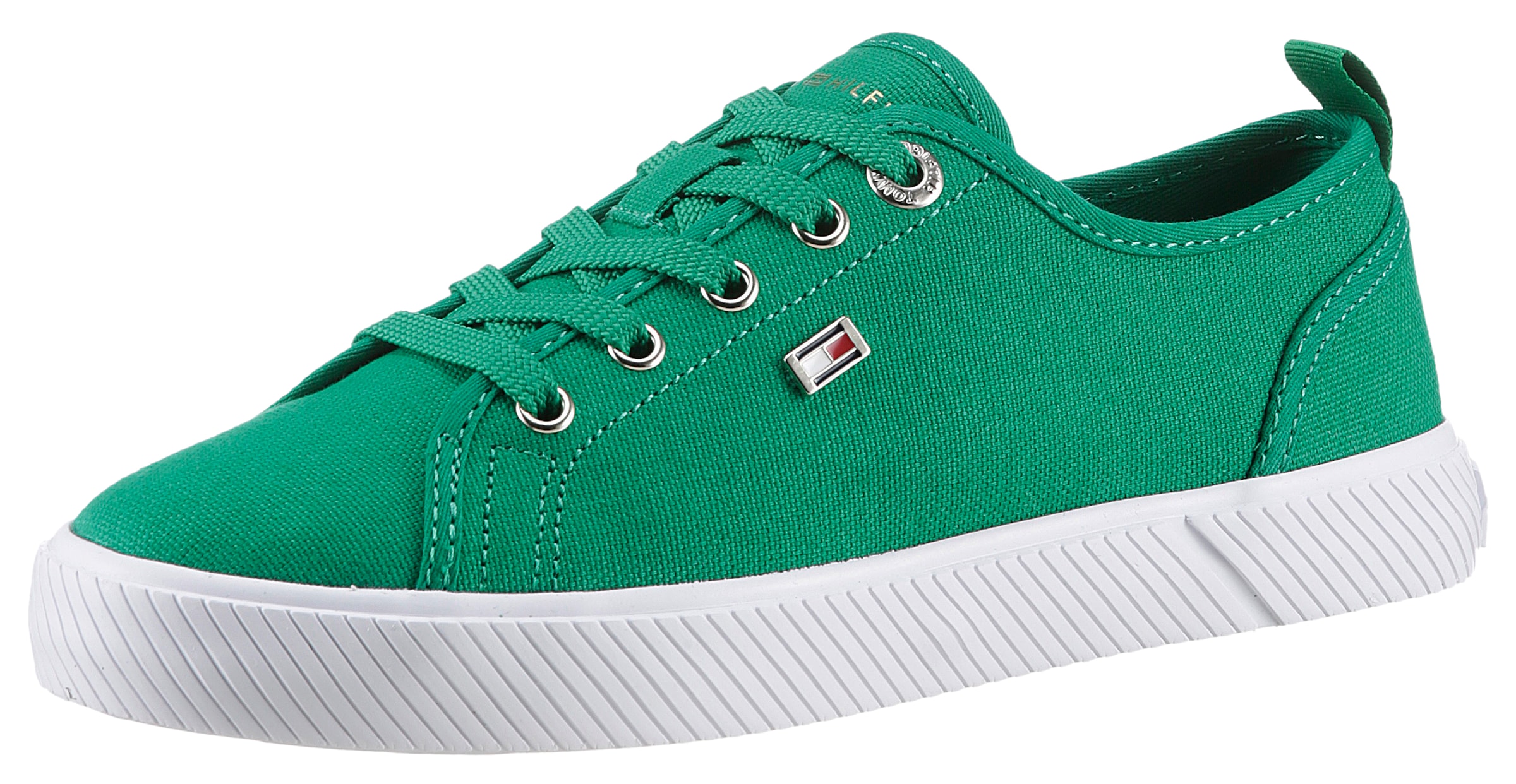 Tommy Hilfiger Plateausneaker »VULC CANVAS SNEAKER«, Freizeitschuh, Halbschuh, Schnürschuh mit praktischer Anziehlasche