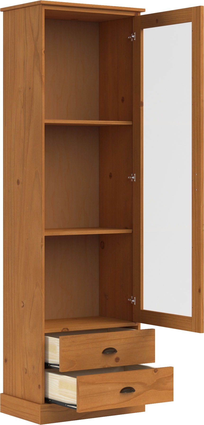 Home affaire Vitrine »Schröder«, mit 1 Schiebetür, 2 Schubkästen, aus massivem Kiefernholz, Breite 55cm