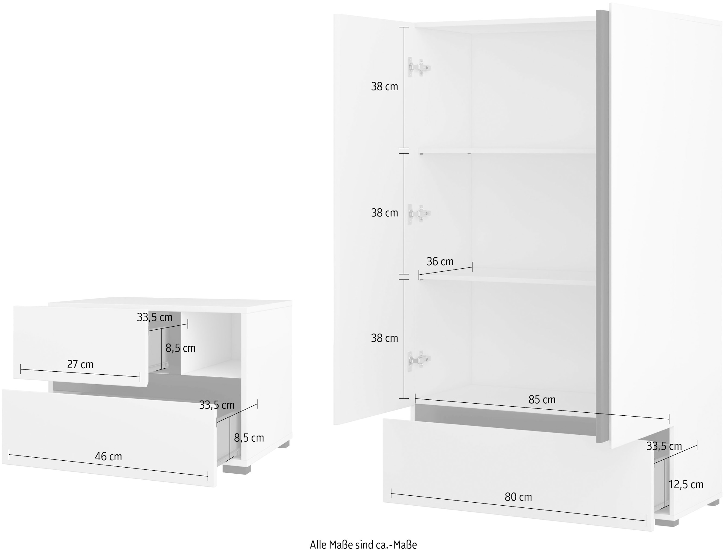 Home affaire Schlafzimmer-Set »Cross, moderne, grifflose Optik, FSC-zertifiziert«, (4 tlg., Bett 180x200cm, 2 Nachtkommoden, Schrank 2-oder 4-türig), Komplettschlafzimmer-Set