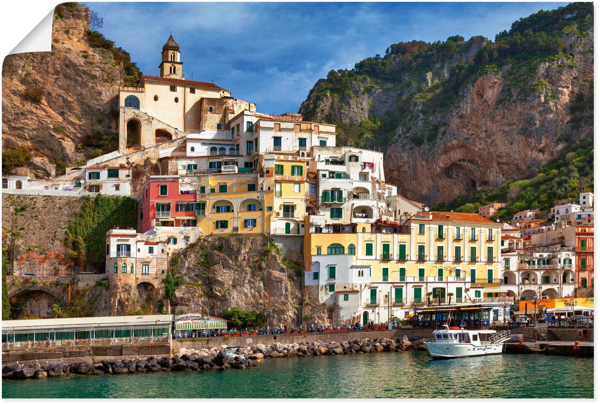 Artland Wandbild »Hafen von Amalfi an der Amalfiküste«, Italien, (1 St.), als Alubild, Outdoorbild, Leinwandbild, Poster in verschied. Größen