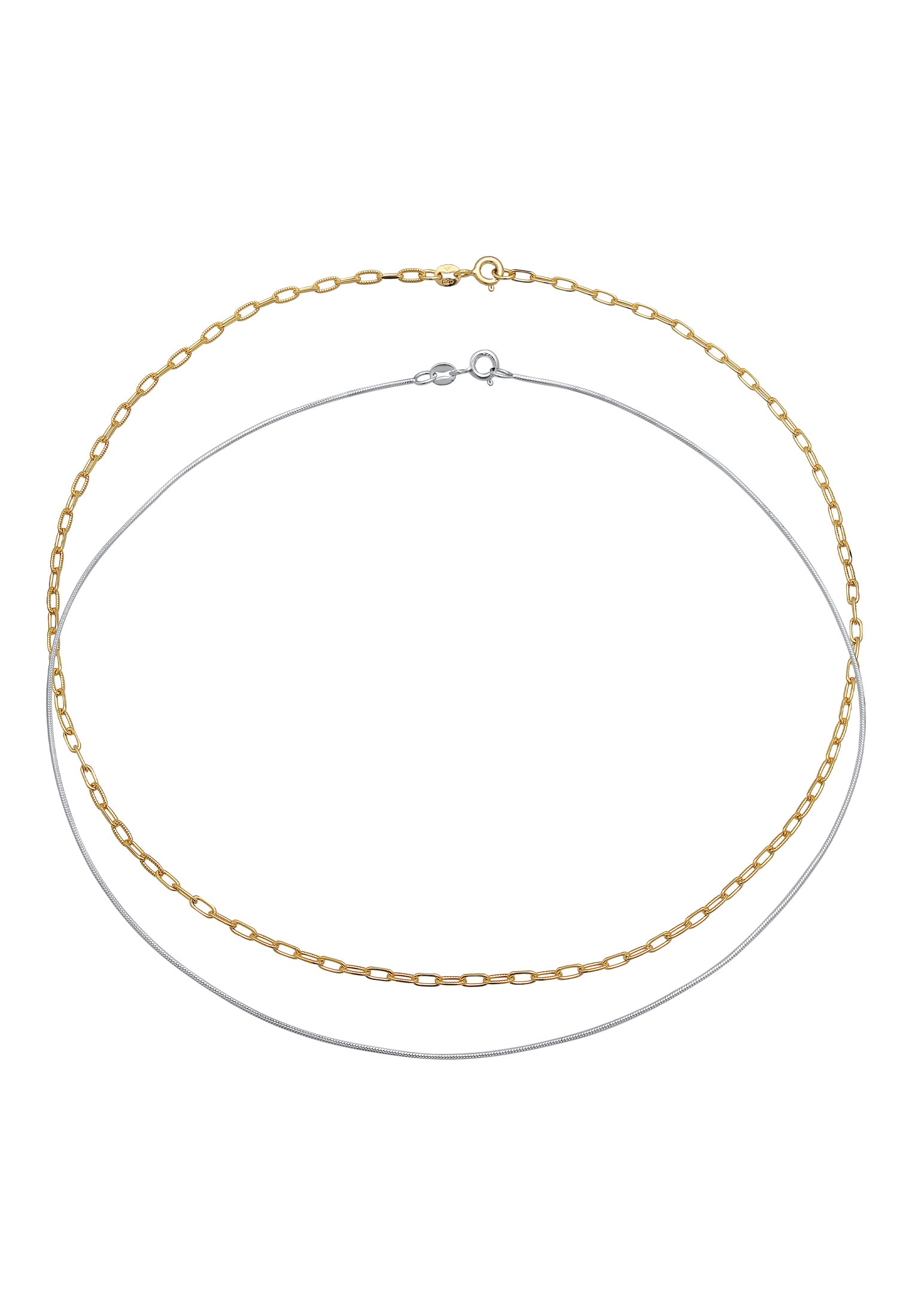 Elli Ketten-Set »Halskette Choker Set Bi-Color Schlangen Gliederkette 925 Sterling Silber«