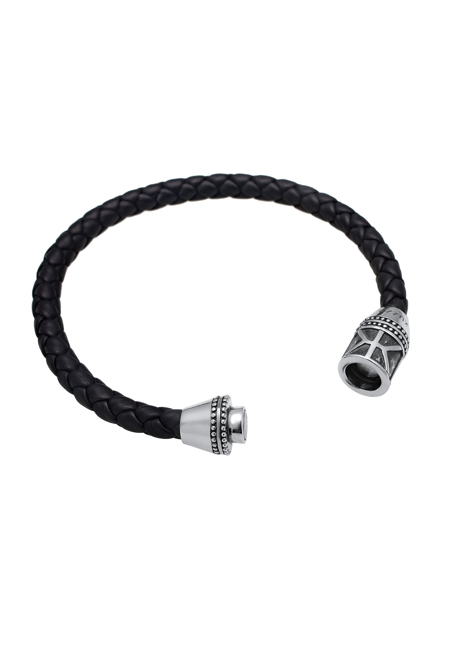Kuzzoi Lederarmband »Armband Herren Leder Logo Magnet-Verschluß 925 Silber«