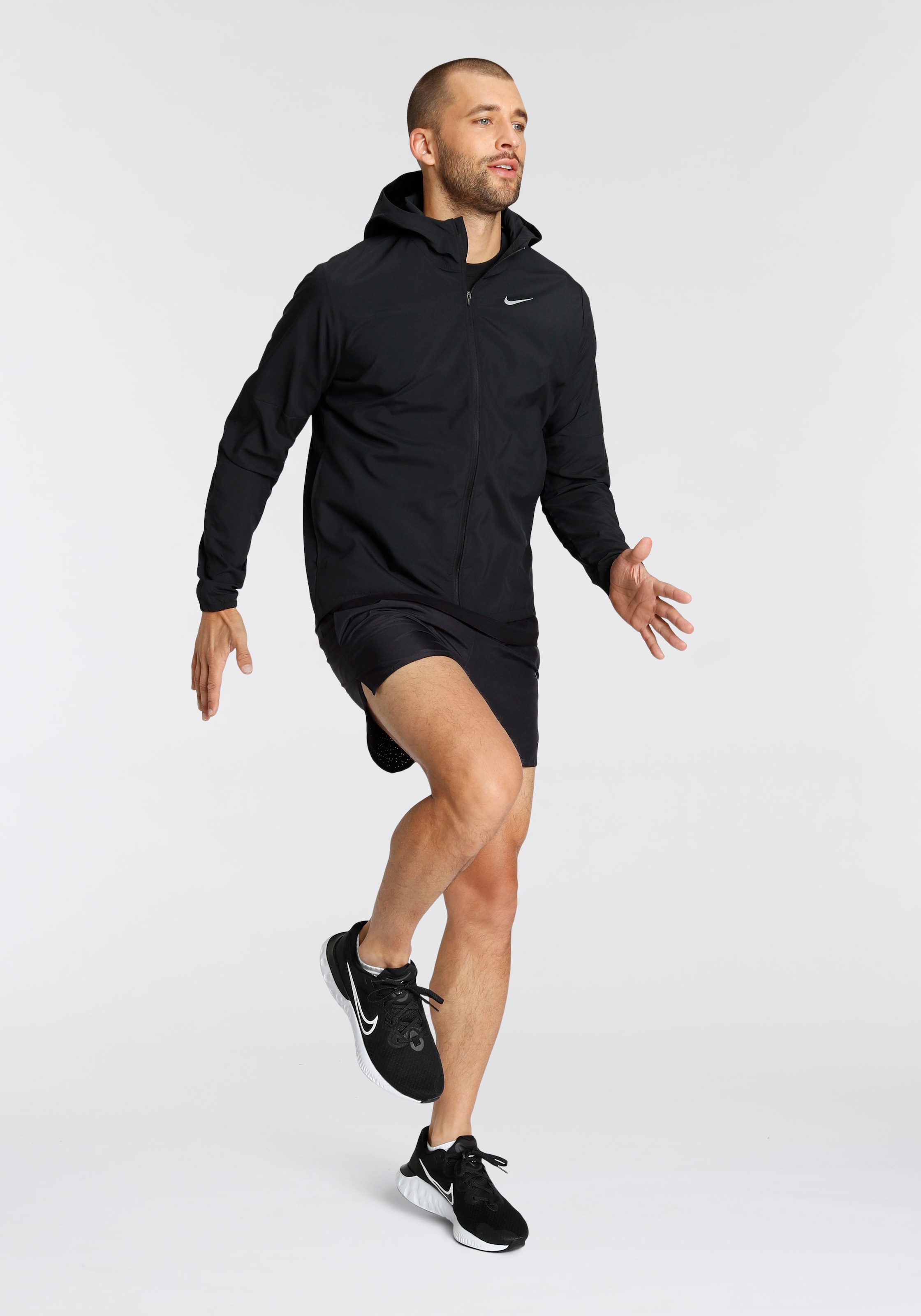 Nike Laufjacke »RUN STRIPE MENS WOVEN RUNNING JACKE«, mit Kapuze