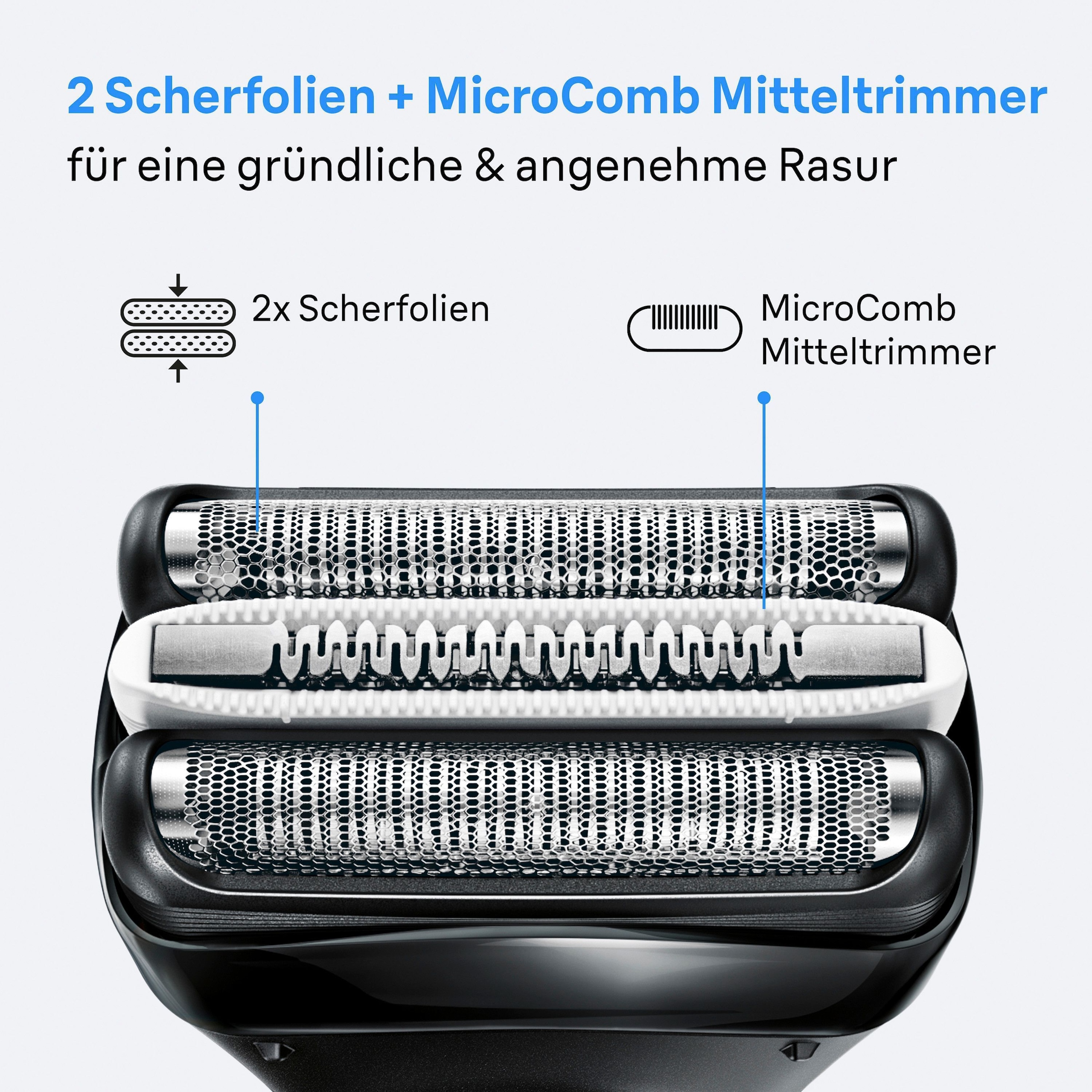 Braun Elektrorasierer »Series 3+ 3000s« 3 flexible Klingen, effizienter MicroComb Mitteltrimmer