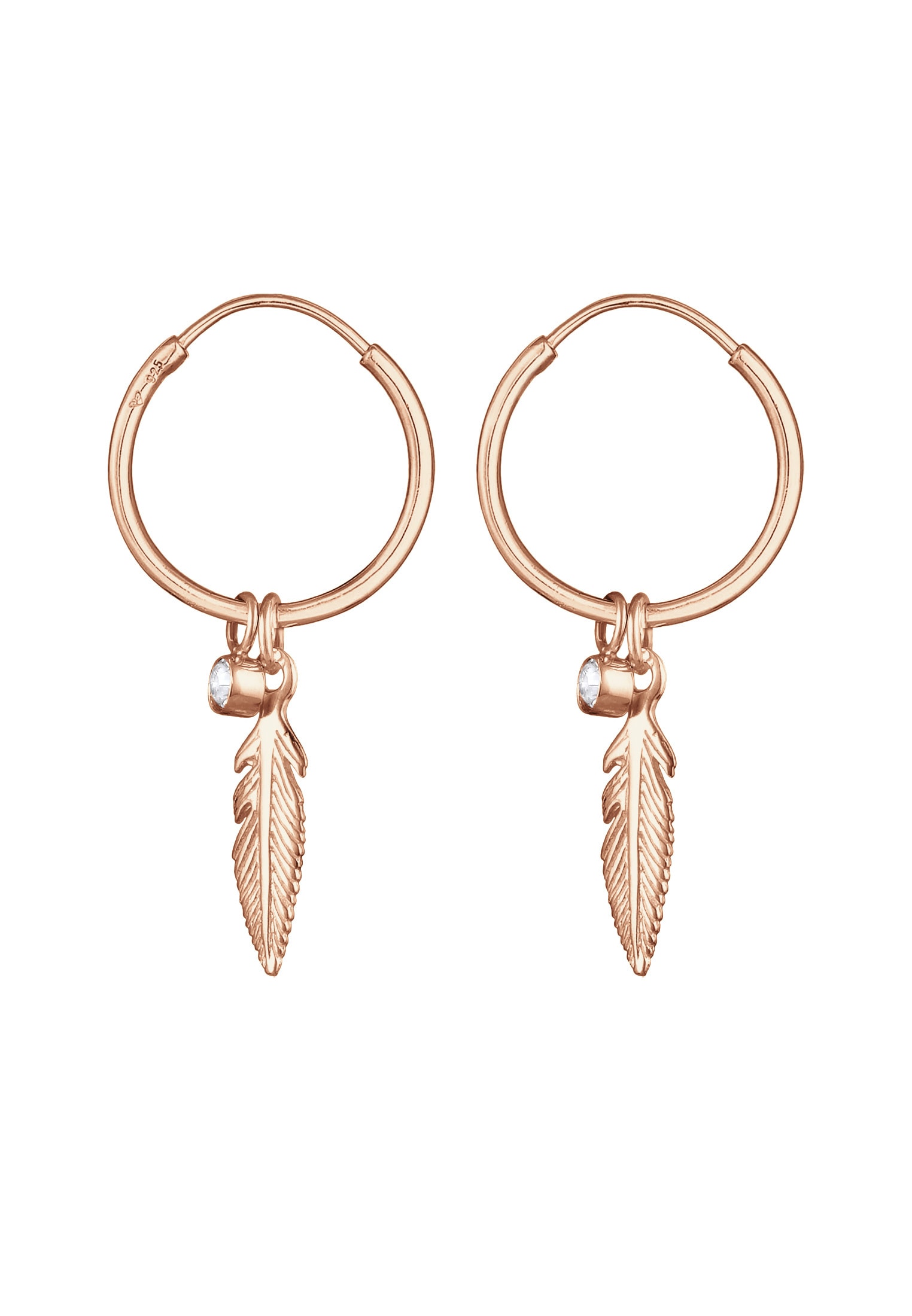 Elli Paar Creolen »Ohrringe Creole Feder Einhänger 925 Silber, mit Kristallen von Swarovski®«