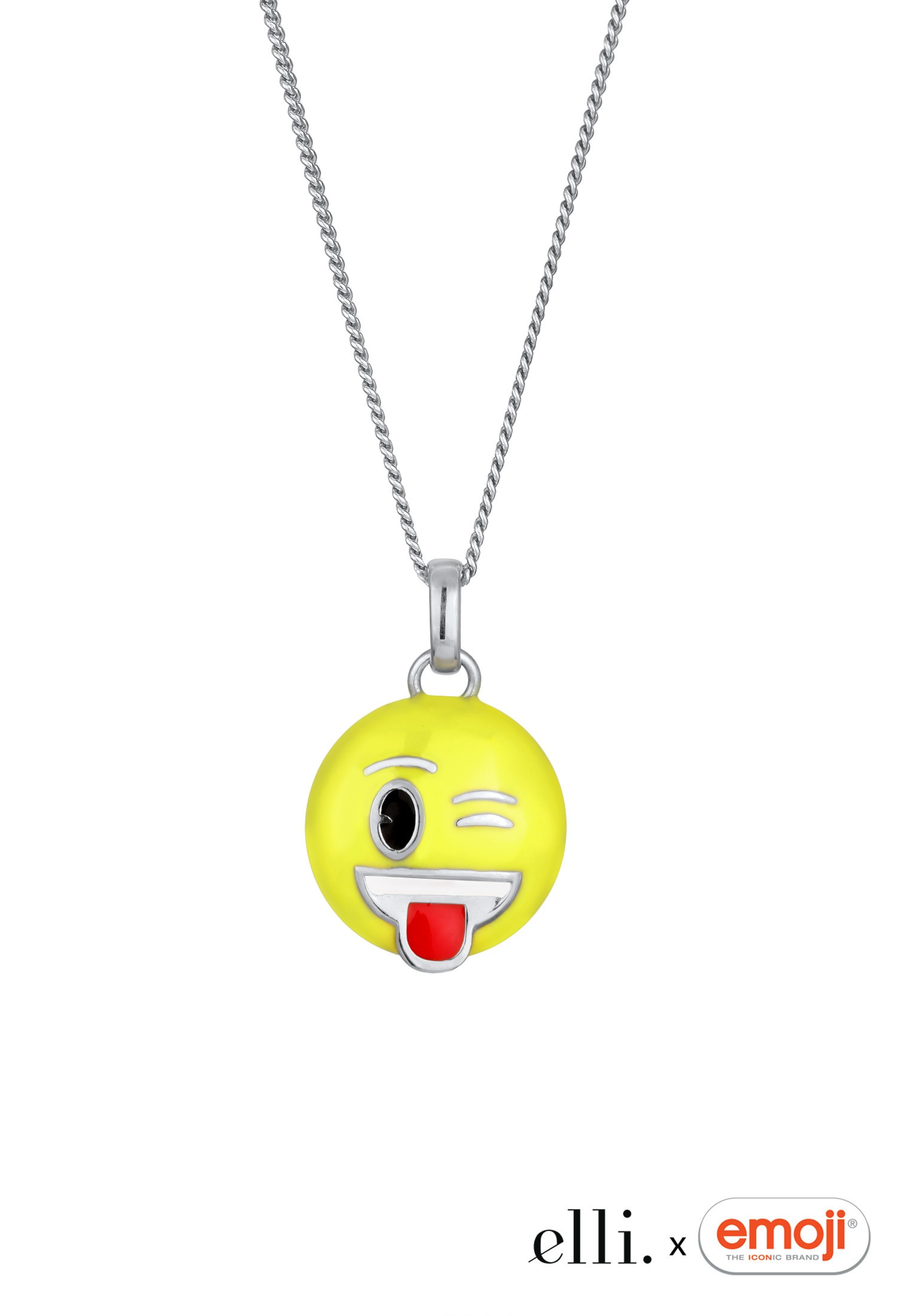 Elli Kette mit Anhänger »Halskette Smiling Face Emoji 925 Sterling Silber«