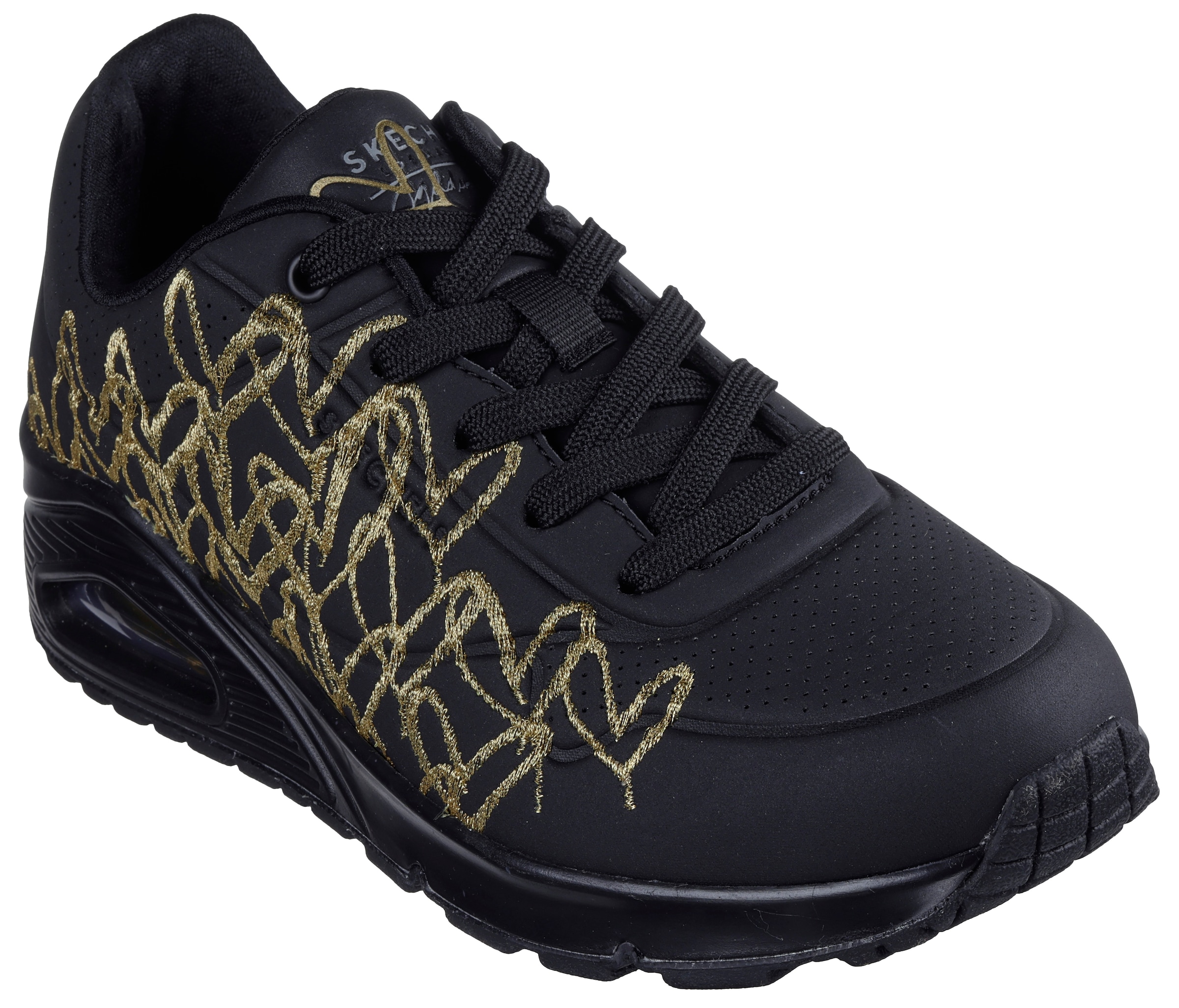 Skechers Sneaker »UNO-GOLDEN HEART«, Freizeitschuh, Schnürschuh mit goldfarbenen Mylar-Stickereien