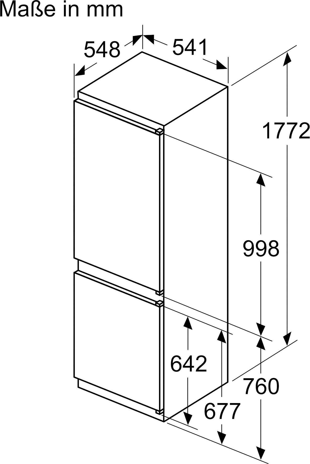 BOSCH Einbaukühlgefrierkombination »KIV86NSF0«, KIV86NSF0, 177,2 cm hoch, 54,1 cm breit