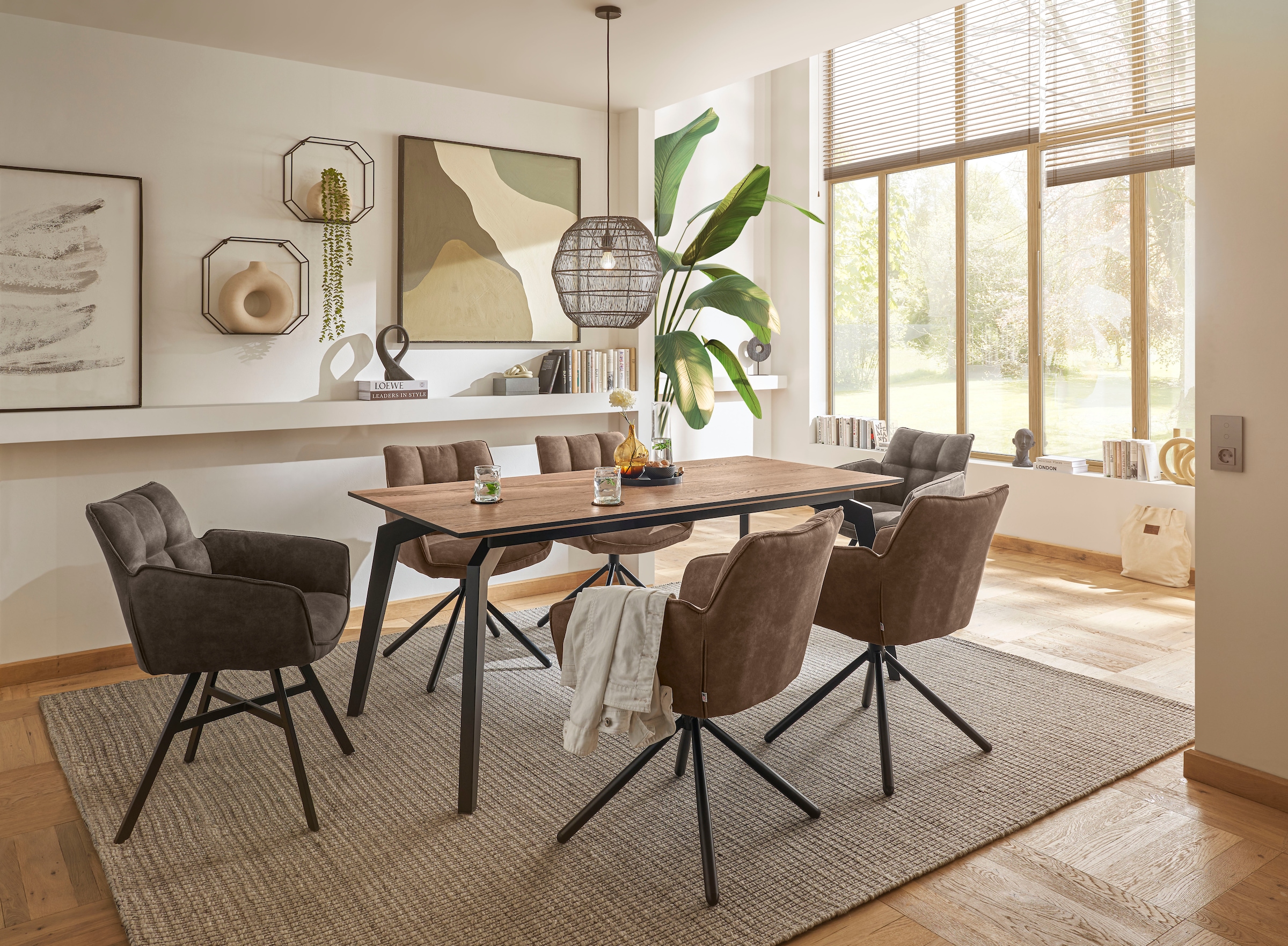 set one by Musterring Esstisch »Kent« Tischplatte Halifax tabak, schweizer Kante, 4-Fuß-Gestell in schwarz