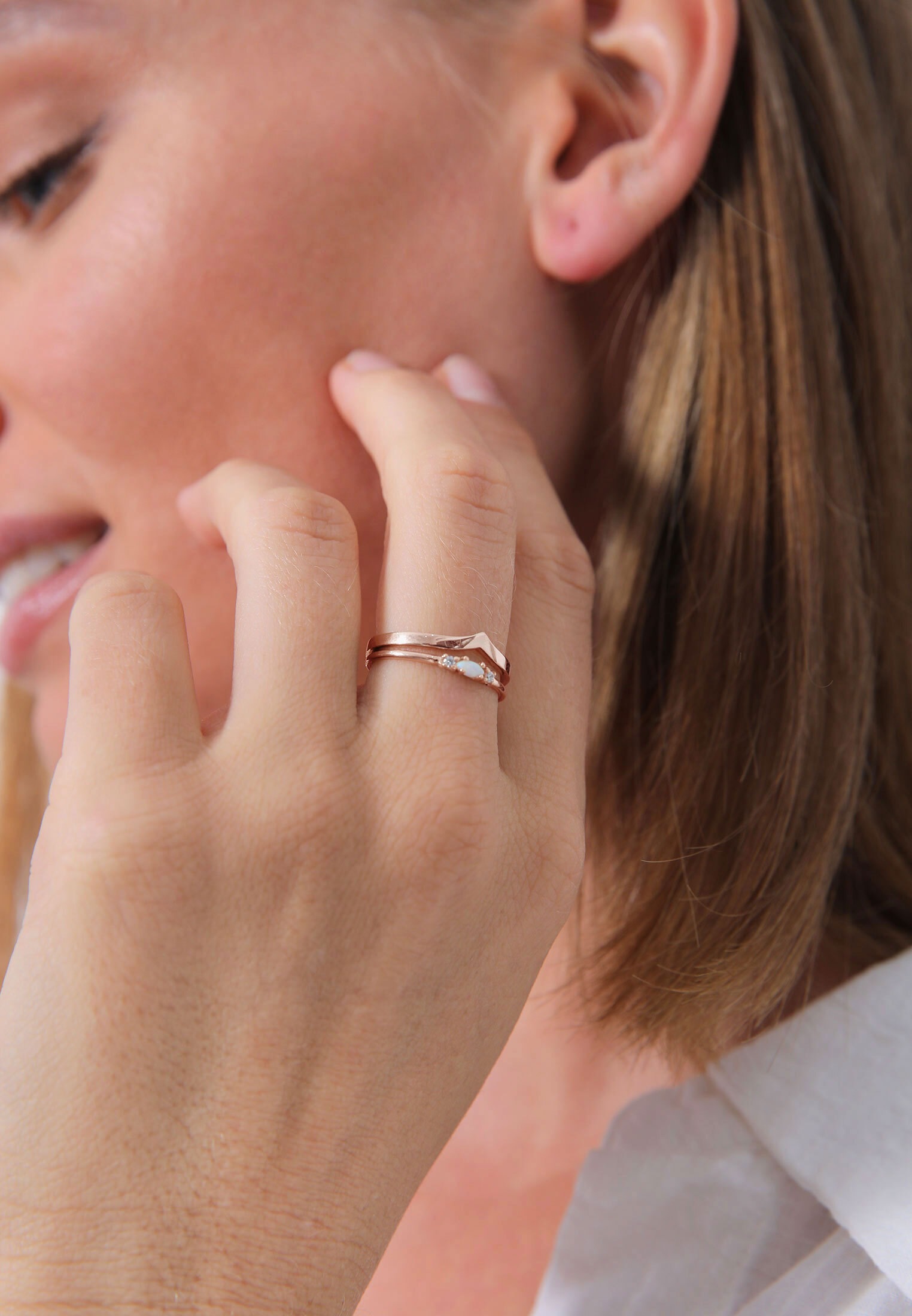 Elli Ring-Set »Ring Marquise Opal Zirkonia Dreieck (2 tlg) 925 Silber«