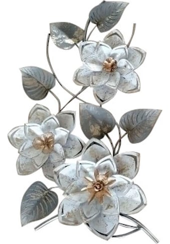 Wandbild »Wandbild Blumen, silber/weiß«