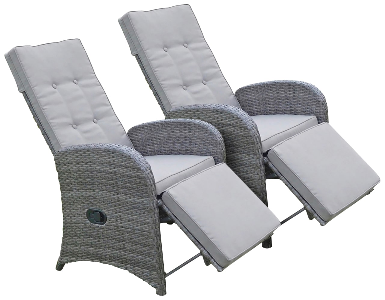 Garden Pleasure Loungesessel »SALERNO«, (Set, 2 St.), Polyrattan, verstellbar, inkl. Auflagen, grau