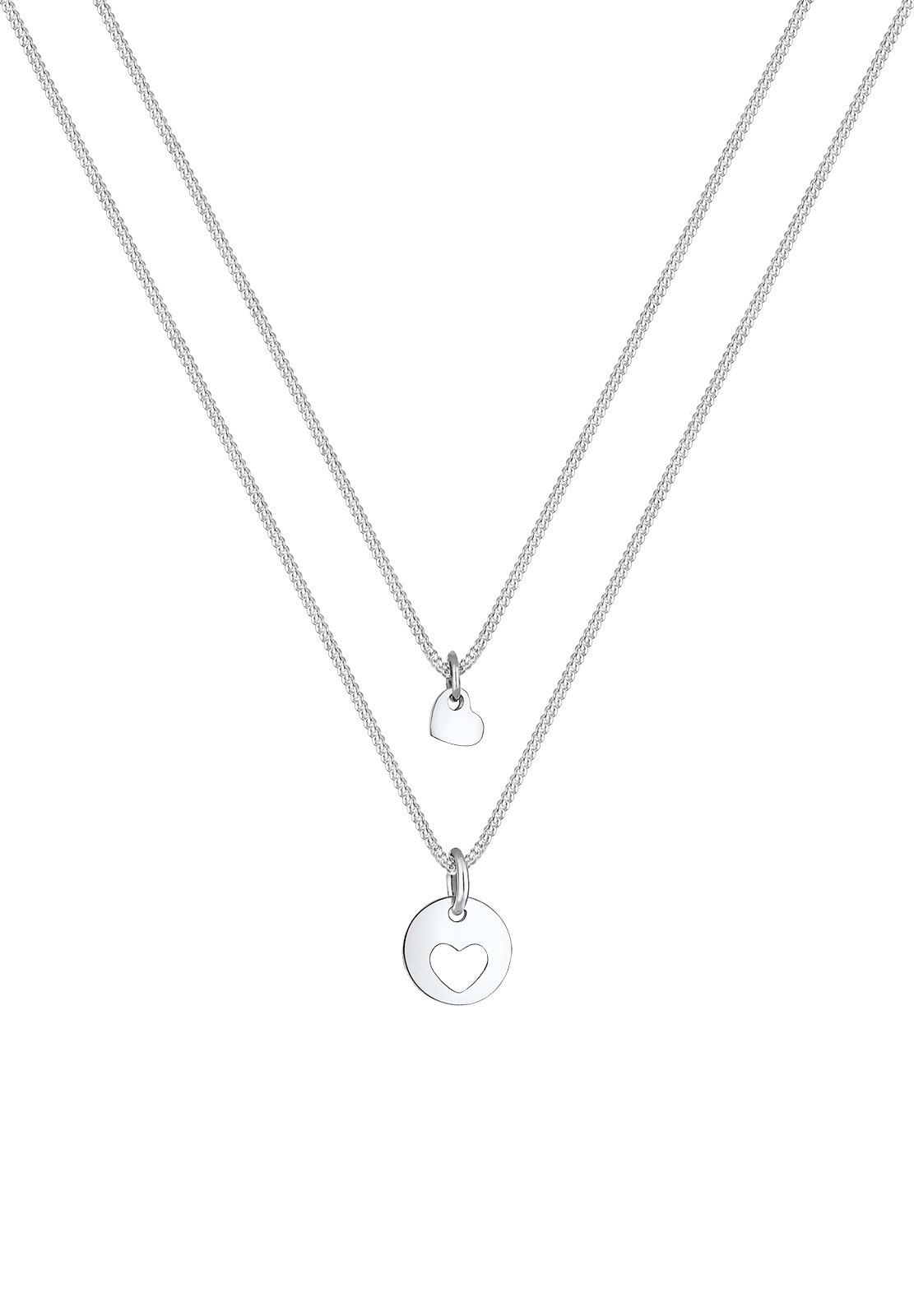 Elli Ketten-Set »Halskette Herz Mutter Kind Cut Out Münze 925 Silber«
