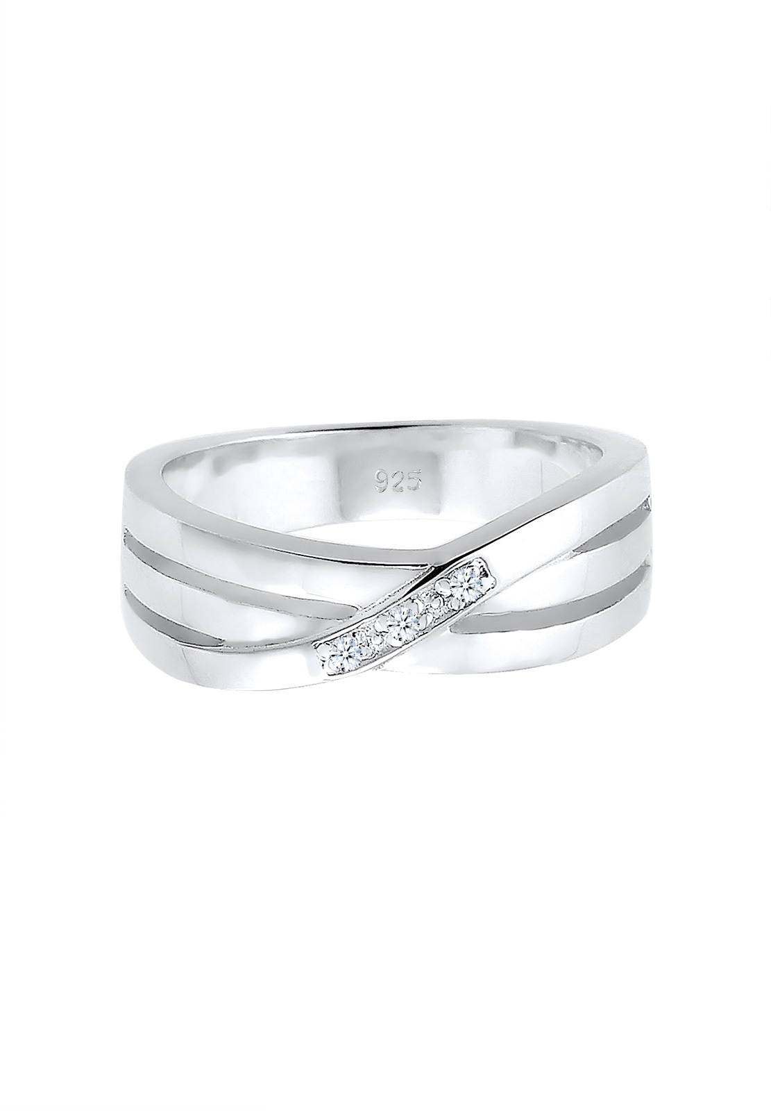 Elli DIAMONDS Verlobungsring »Ring Bandring Diamant Weiß Brillantschliff (0.015 ct) 925 Sterling Silber«