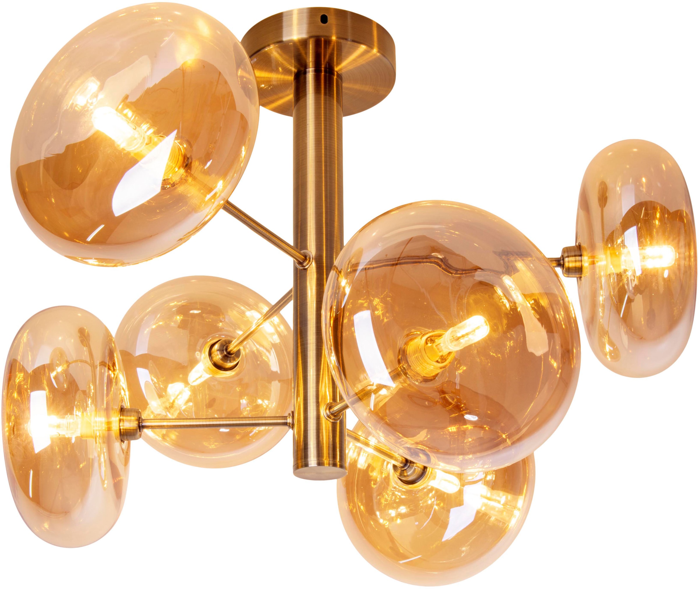 näve Deckenleuchten »Orion« G9 1 Stk. Glasschirme, 6flg. G9, exkl. Leuchtmittel, messing-matt, D: 53cm