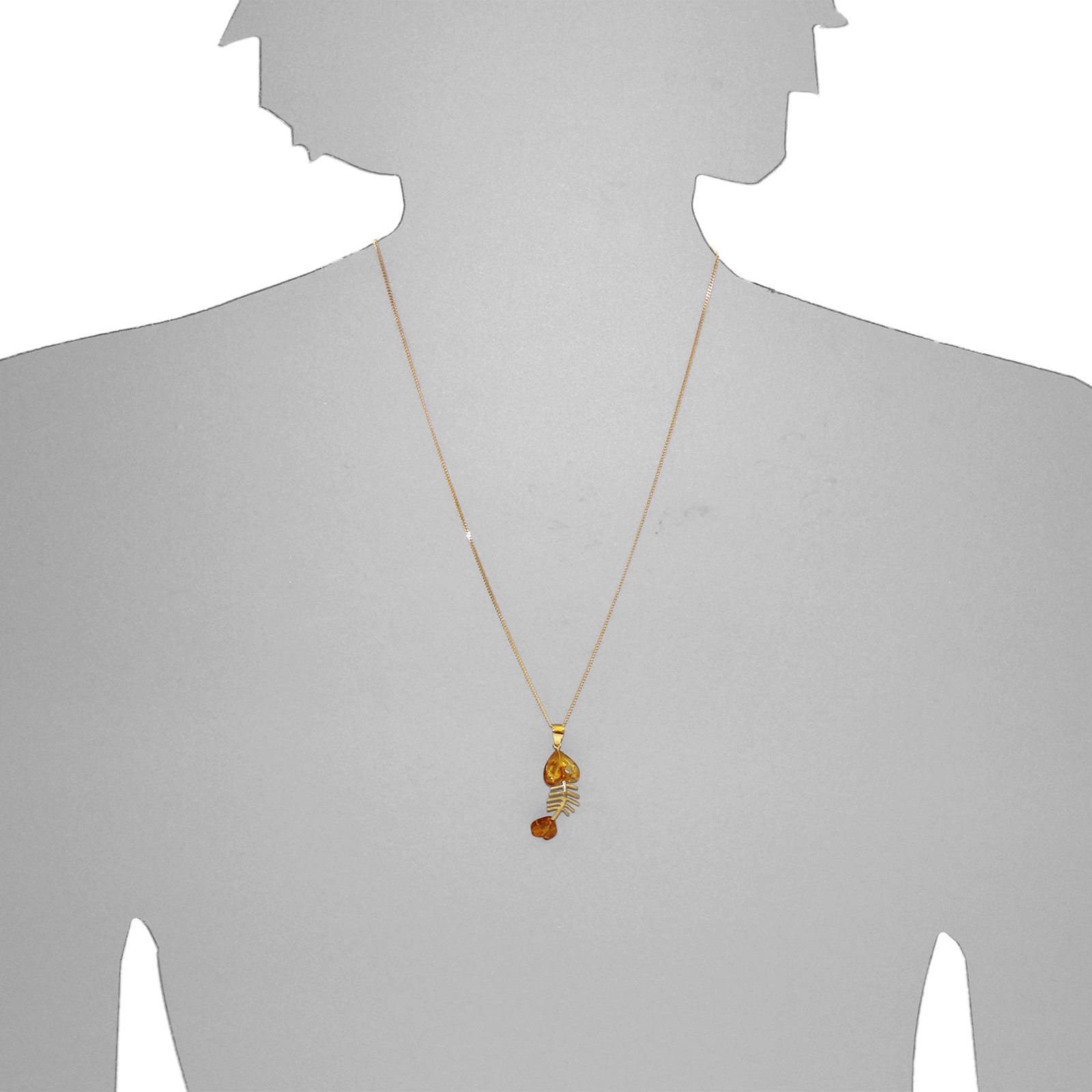 OSTSEE-SCHMUCK Kettenanhänger »- Fisch 35 mm - Gold 333/000 - Bernstein« ()