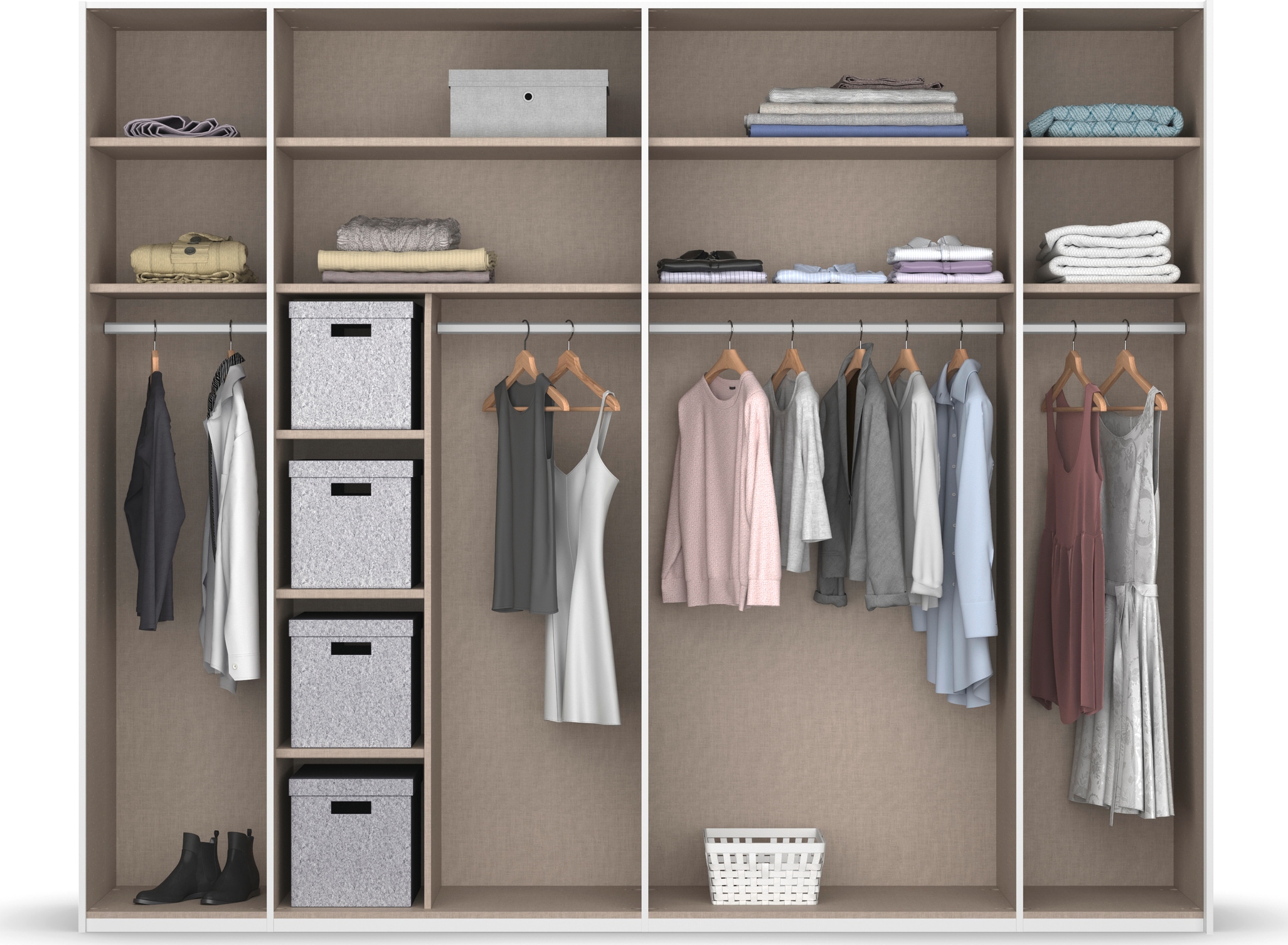 rauch Schwebetürenschrank »Kleiderschrank Schrank Garderobe Schlafzimmerschrank X-TEND« inkl. SOFT-CLOSE-FUNKTION,  inkl. Wäscheeinteilung mit 4 Stoffboxen MADE IN GERMANY