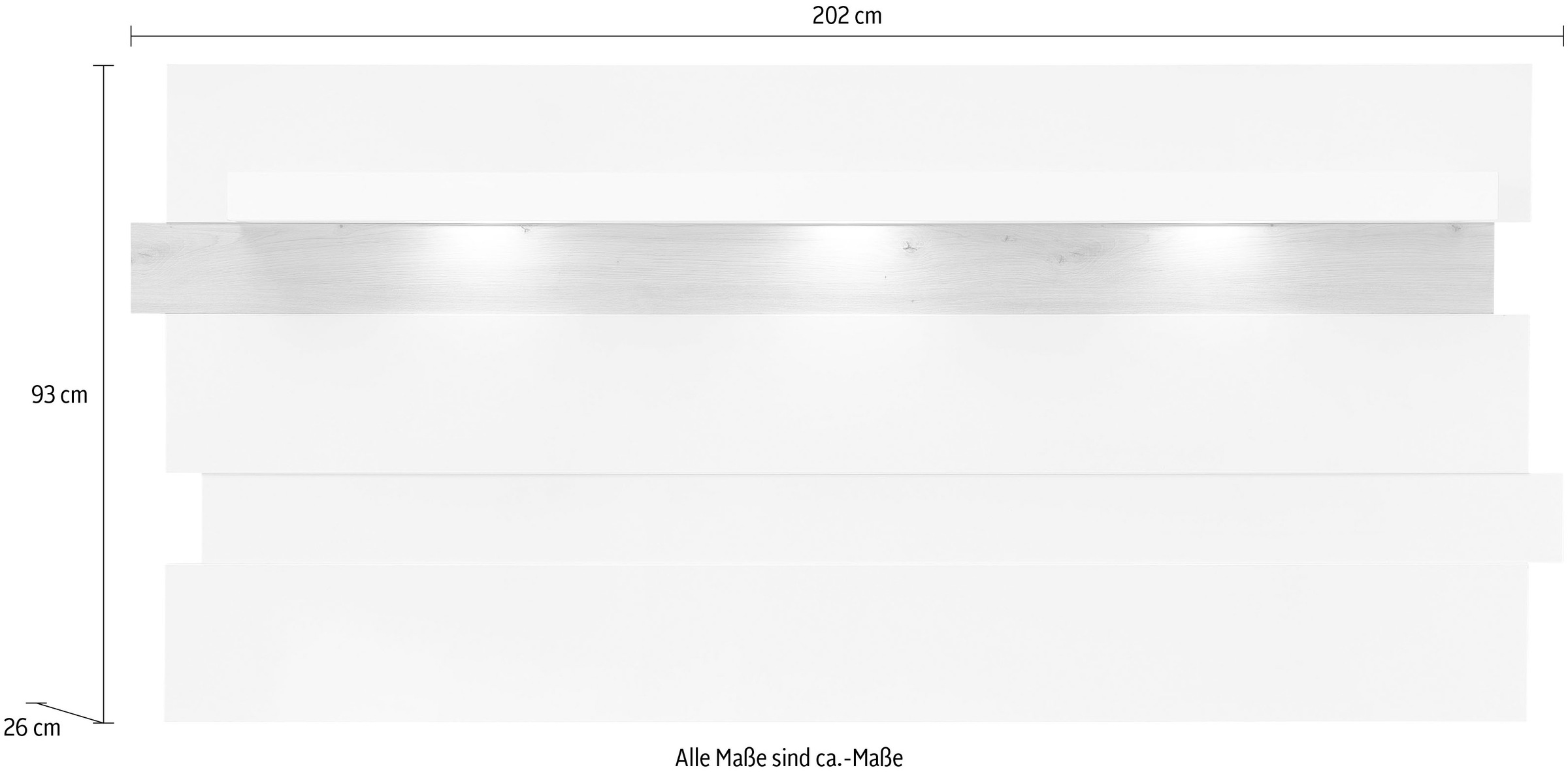 Innostyle Wandboard »Memphis Wandboard, 202x93x26cm (B/H/T)«, (1 St.), 1 Boden, inkl. Led-Beleuchtung