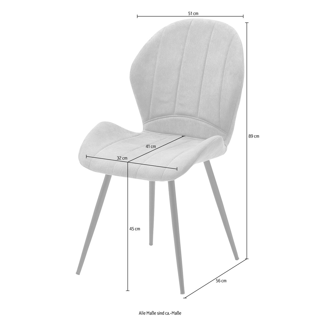 MCA furniture 4-Fußstuhl »Lima«, (Set), 2 St., 2er Set Stühle mit Stoffbezug im Antiklook, Stuhl belastbar bis 120 kg