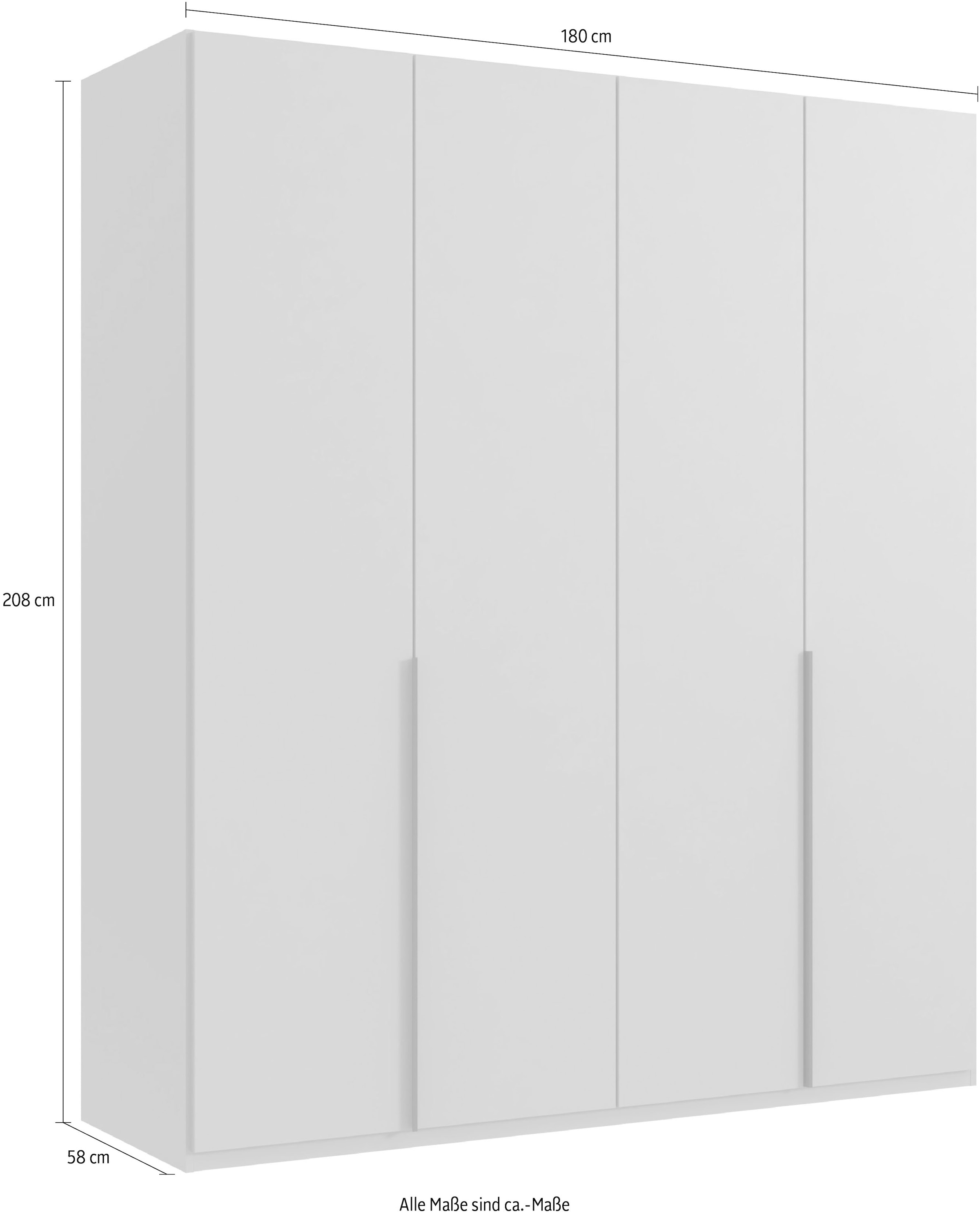 Wimex Kleiderschrank »Mugano, in 5 Breiten und 2 Höhen, Made in Germany«, (in Basic oder Premium Ausstattung mit 2 weiteren Einlegeböden), mit langen Griffstangen aus Metall, wahlweise mit oder ohne Spiegel
