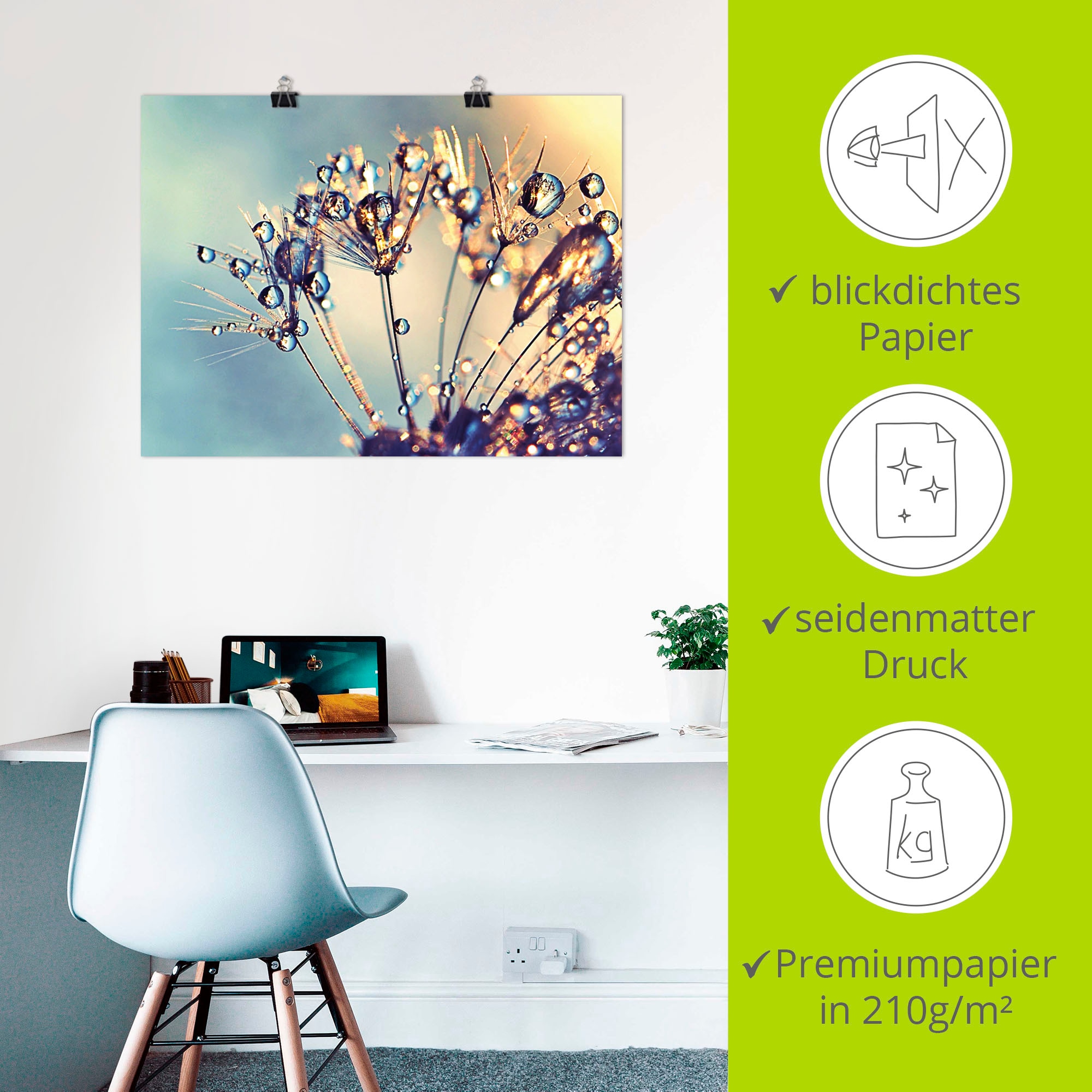 Artland Wandbild »Pusteblume Glitzertau« 1 Stk. tlg. als Leinwandbild, Poster in verschied. Größen