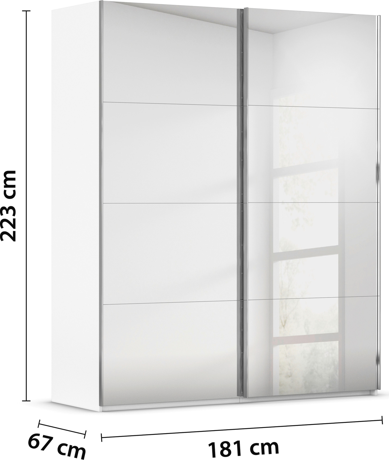 rauch Schwebetürenschrank »Kleiderschrank Schrank Garderobe Schlafzimmerschrank SCALE-FYRA« edle viergeteilte Türen, Spiegelfront und viele Farben MADE IN GERMANY