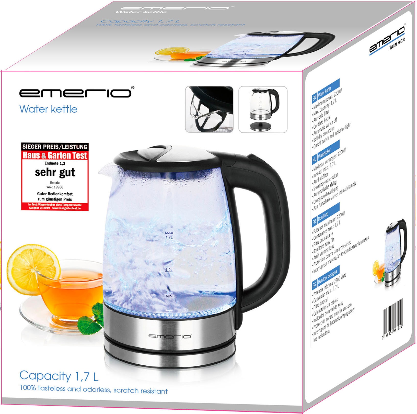 Emerio Wasserkocher »WK-119988«, 1,7 l, 2200 W