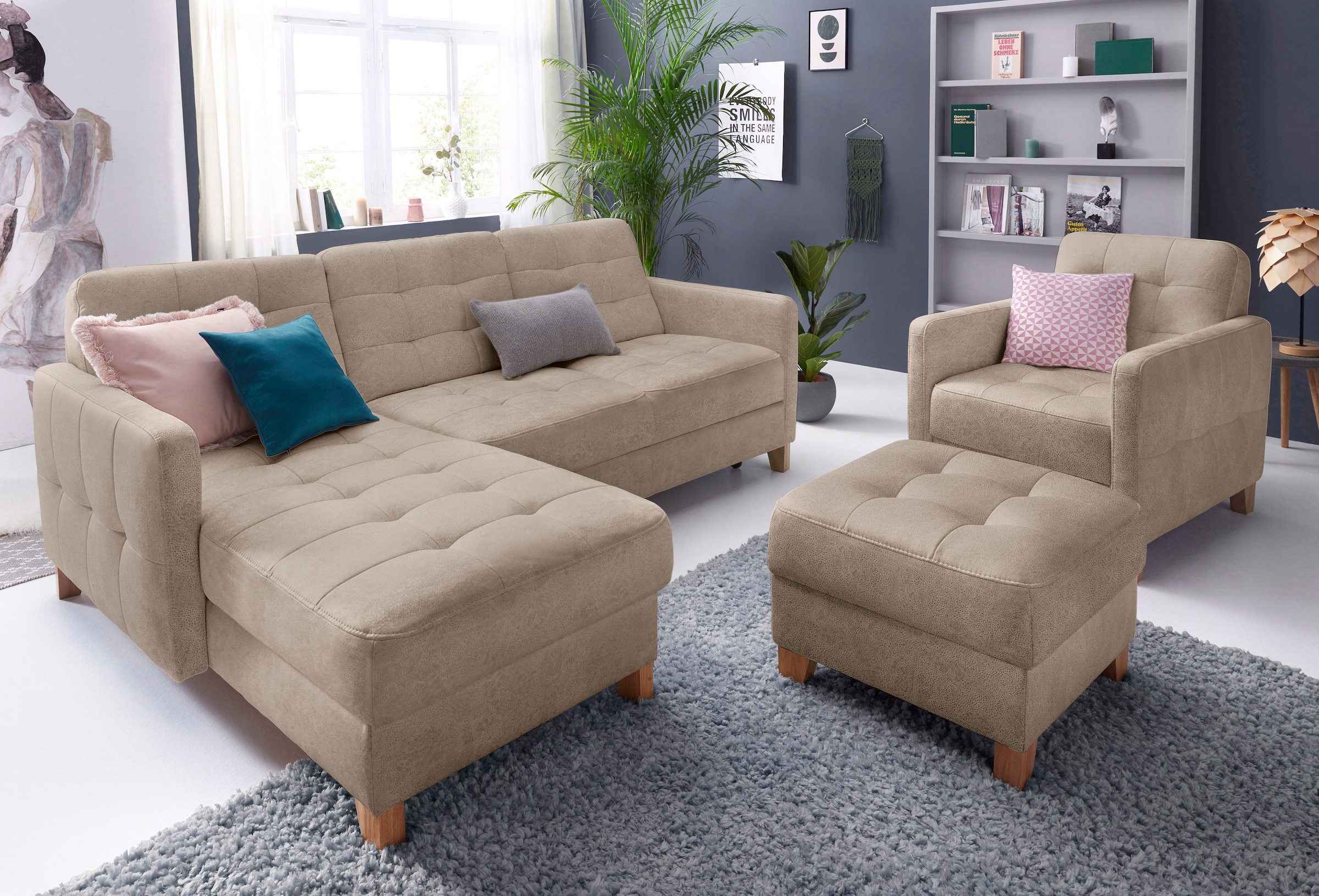 exxpo - sofa fashion Hocker »Elio bequemer Sitzkomfort und aufwendiger Detailverarbeitung«, mit Staufach unter der Sitzfläche
