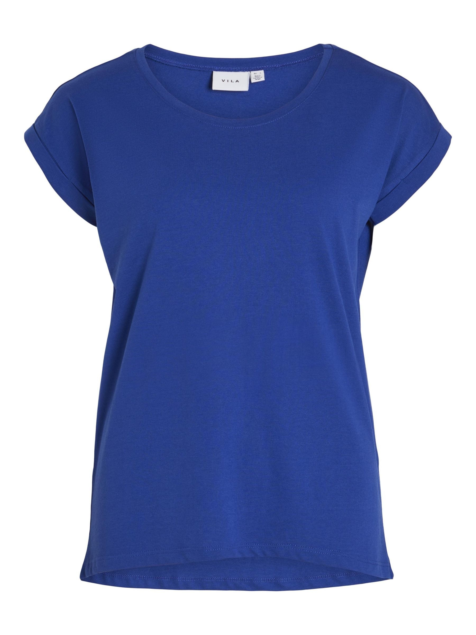 Vila Rundhalsshirt »VIDREAMERS NEW PURE T-SHIRT/SU-NOOS«, Basic Damen-T-Shirt mit Rundhalsausschnitt und umgeschlagenen Ärmeln
