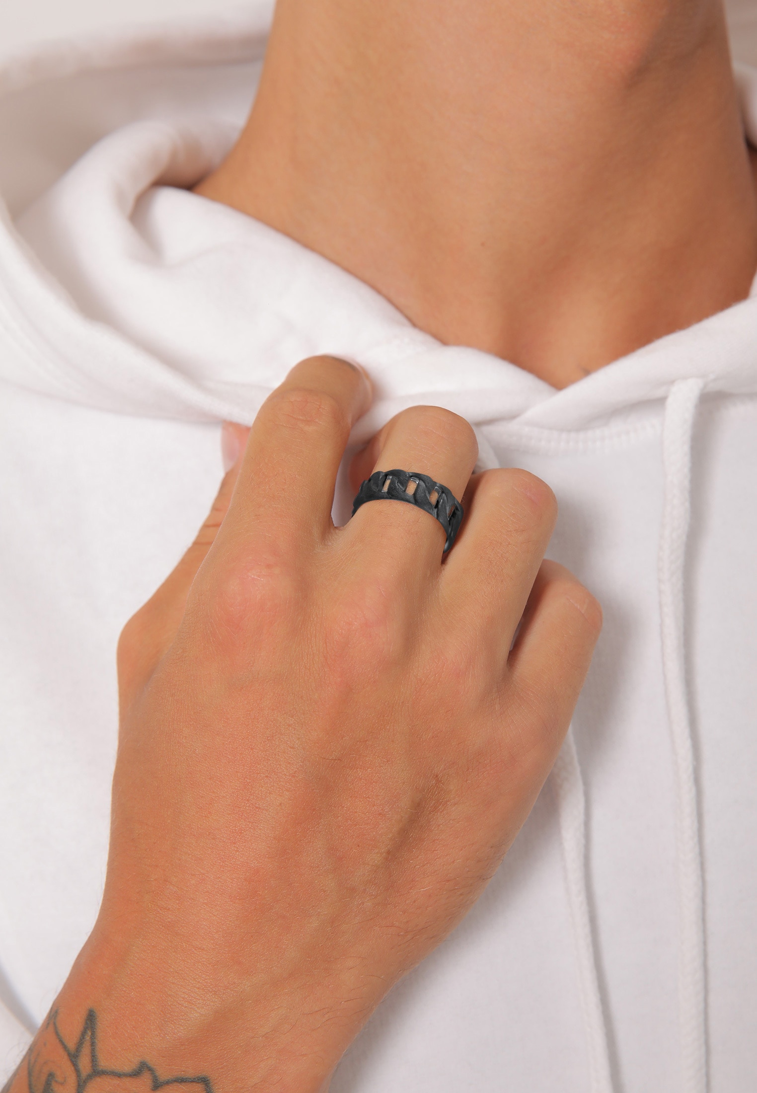 Kuzzoi Silberring »Ring Herren Chunky Chain Look Panzerglieder 925 Silber«